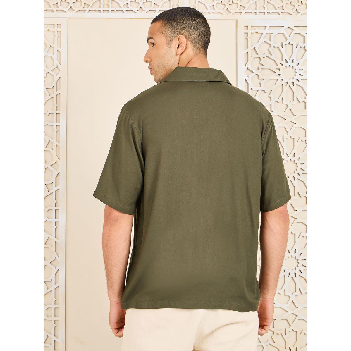 Styli Solid Resort Collar Relaxed Fit Shirt-men-clothing-shirts-image-4