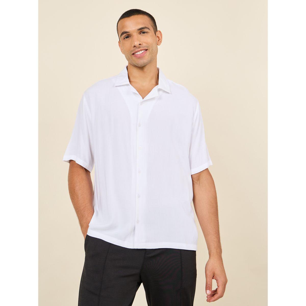 Styli Solid Resort Collar Relaxed Fit Shirt-men-clothing-shirts-image-1