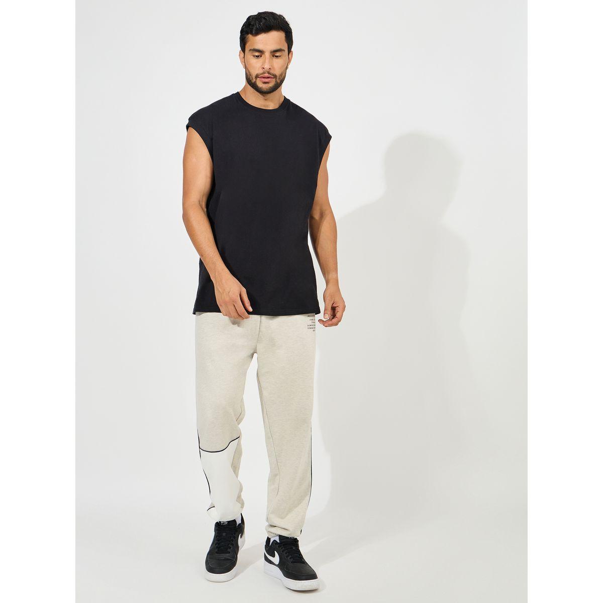 Styli Color Block Oversize Joggers with Text Print-men-clothing-bottoms-joggers-image-2
