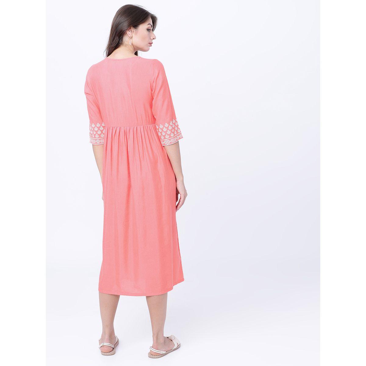 Vishudh X Styli  Floral Print Gathered Detail A-Line Midi Dress-women-clothing-dresses-image-3
