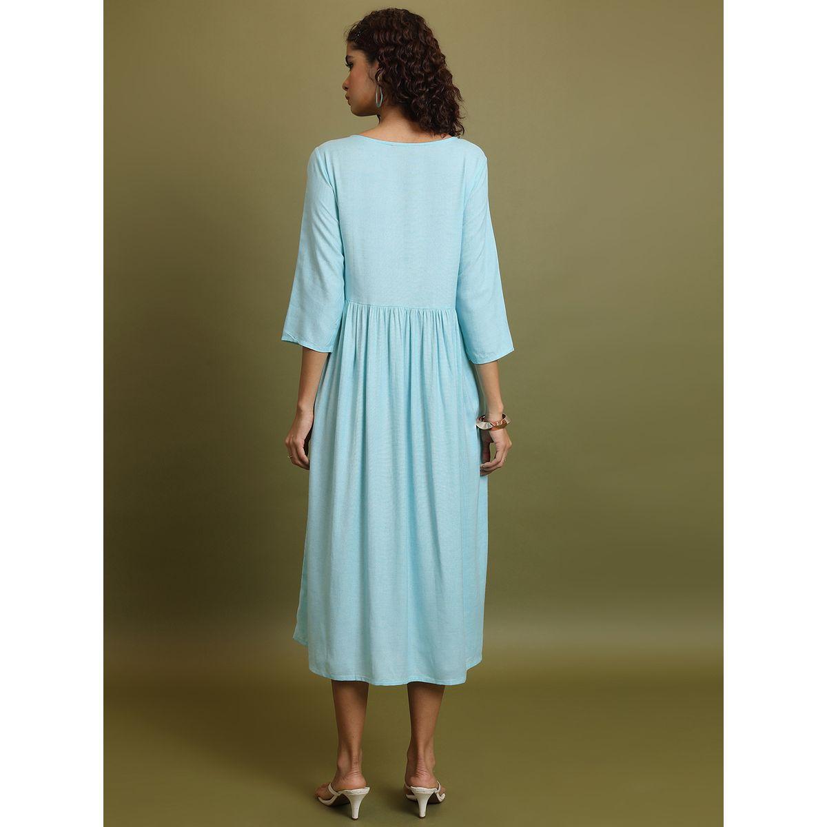 Vishudh X Styli  Embroidered Gathered Detail A-Line Midi Dress-women-clothing-dresses-image-3