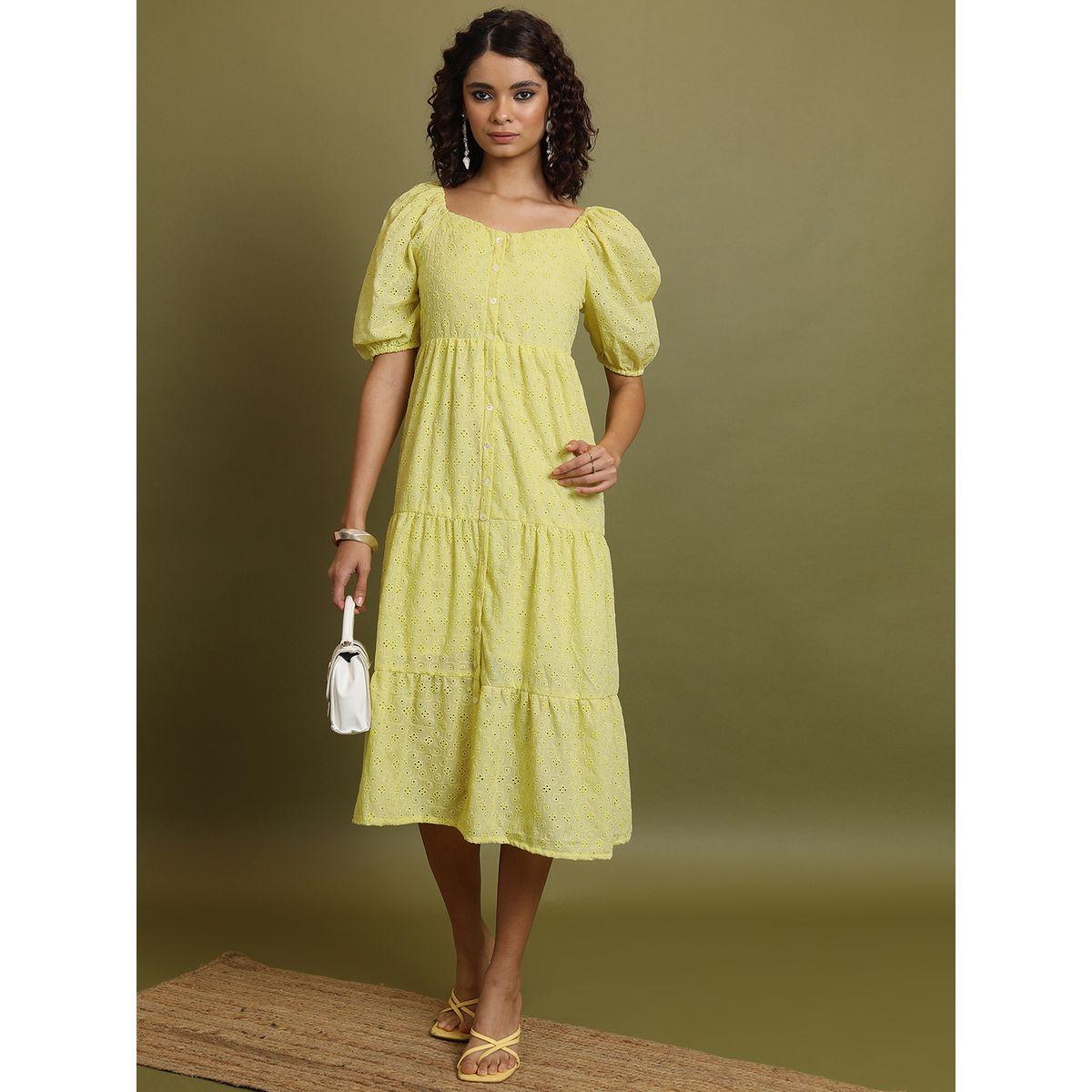 فستان ميدي بكسرات وياقة على شكل قلب فيشود × ستايلي-women-clothing-dresses-image-1