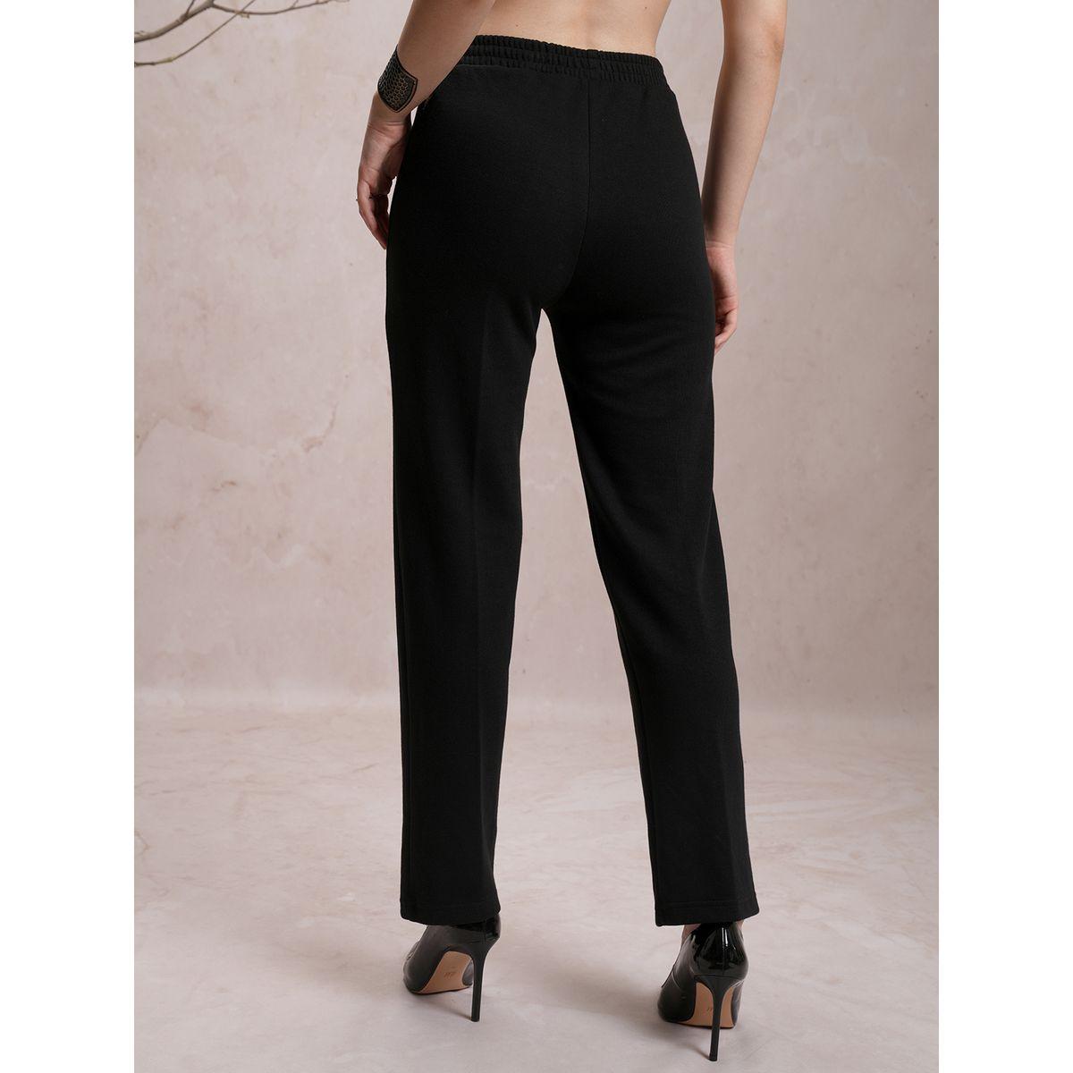 بنطال سادة بقصة عادية وخصر متوسط فيشود × ستايلي-women-clothing-bottoms-trousers-image-3