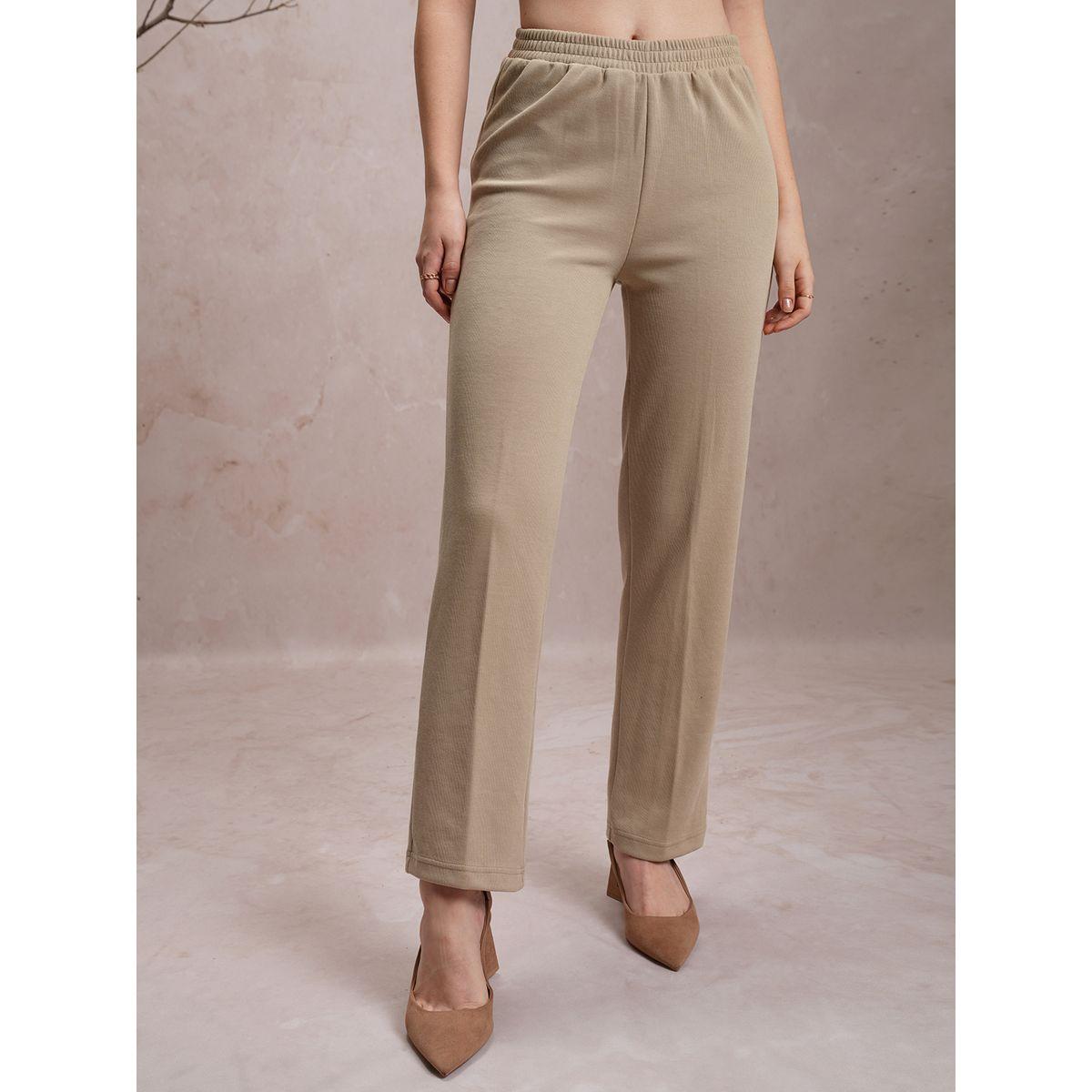 Vishudh X Styli  Solid Regular Fit Pants with Elasticated Waistband-women-clothing-bottoms-trousers-image-1