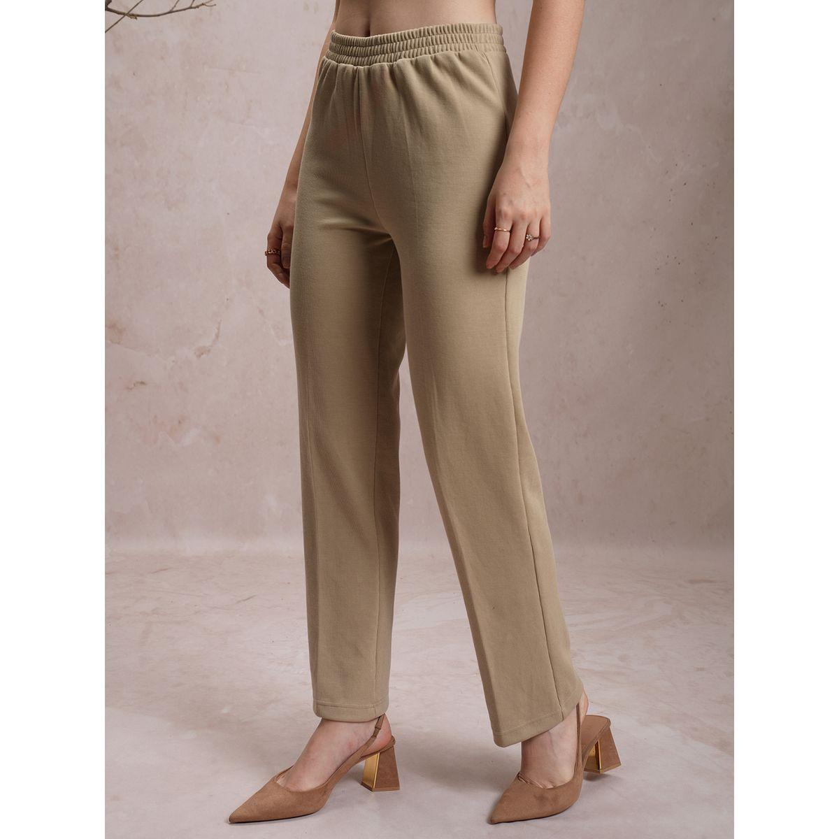 بنطال سادة بقصة عادية وخصر مطاطي فيشود × ستايلي-women-clothing-bottoms-trousers-image-4