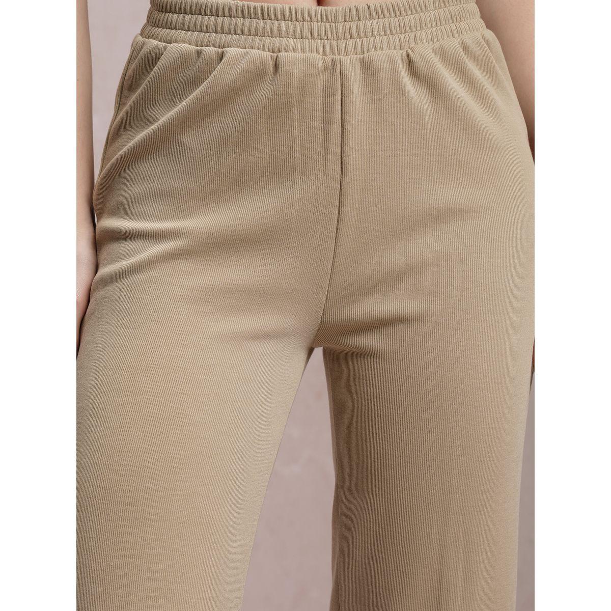 بنطال سادة بقصة عادية وخصر مطاطي فيشود × ستايلي-women-clothing-bottoms-trousers-image-5