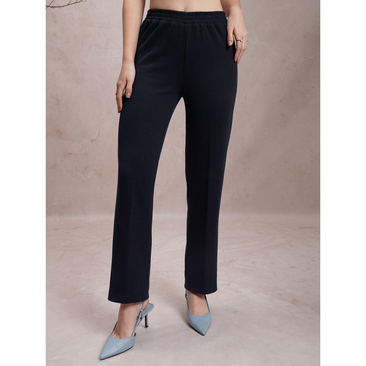 Vishudh X Styli  Solid Regular Fit Pants with Elasticated Waistband-women-clothing-bottoms-trousers-image-1
