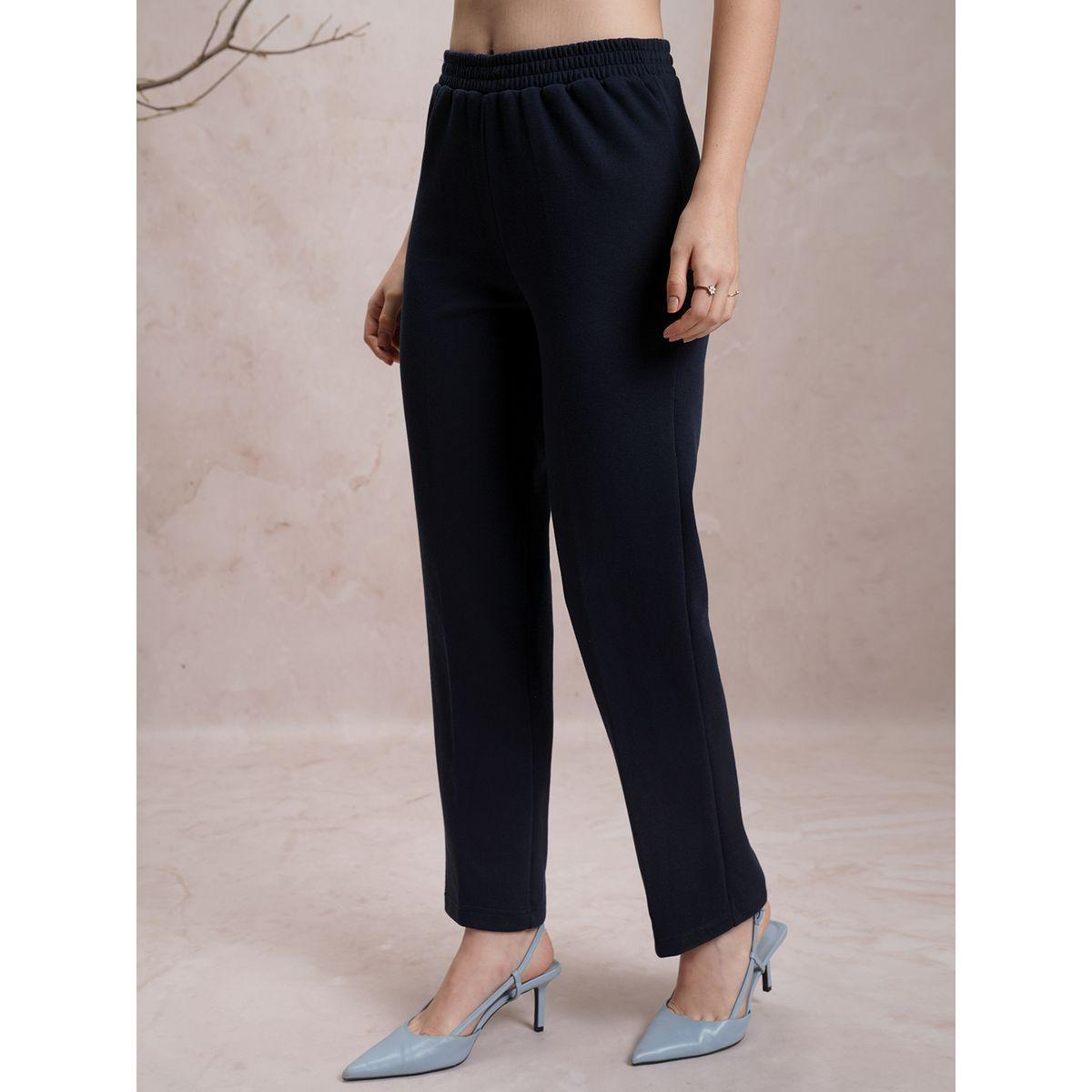 بنطال سادة بقصة عادية وخصر مطاطي فيشود × ستايلي-women-clothing-bottoms-trousers-image-4