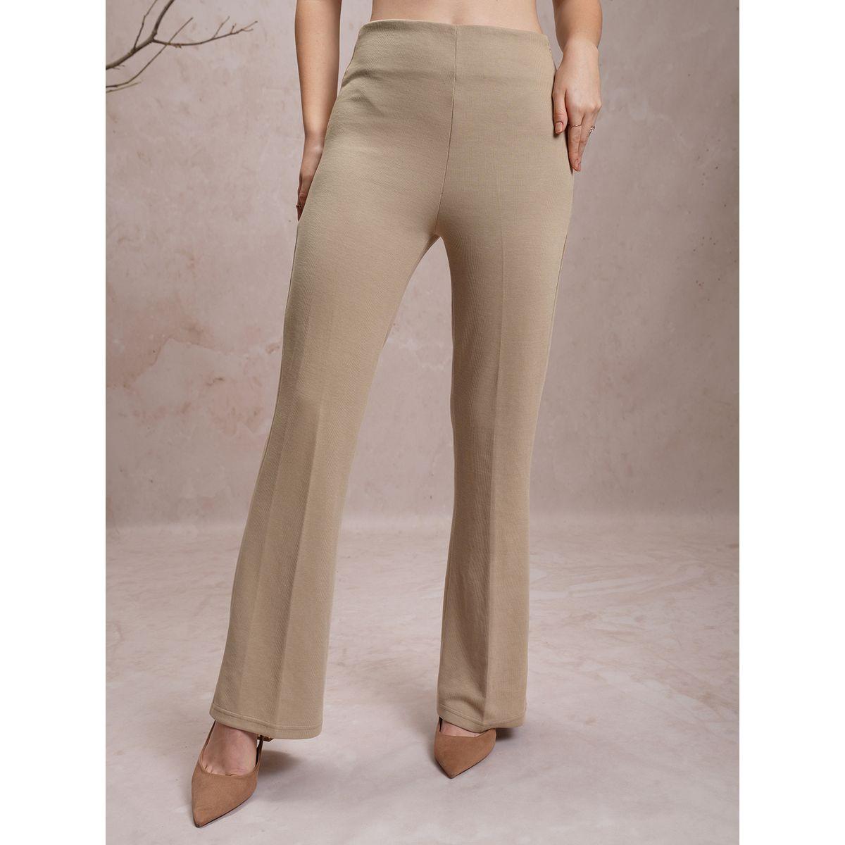 Vishudh X Styli  Solid Mid Rise Flared Pants with Side Zip Closure-women-clothing-bottoms-trousers-image-1