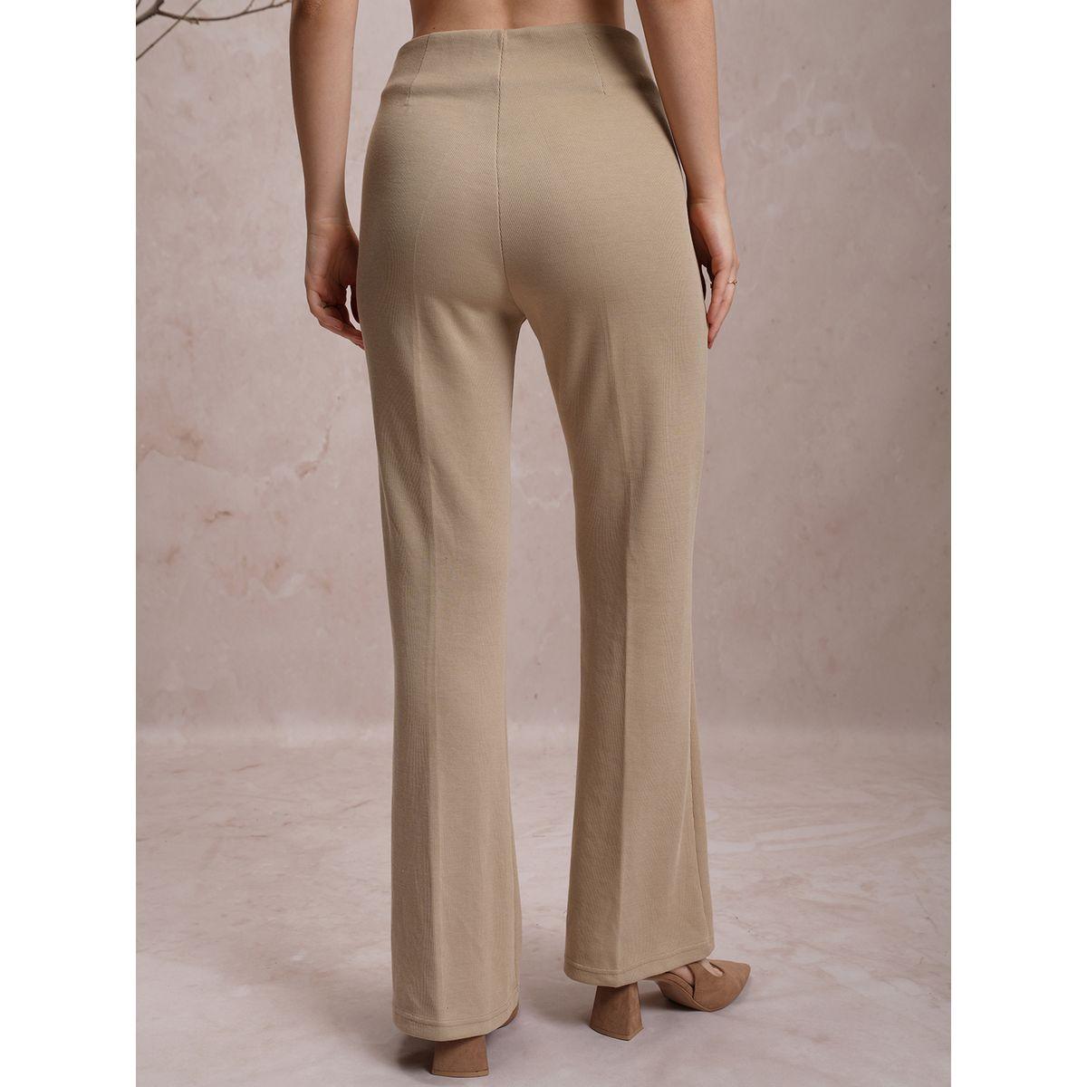 Vishudh X Styli  Solid Mid Rise Flared Pants with Side Zip Closure-women-clothing-bottoms-trousers-image-3