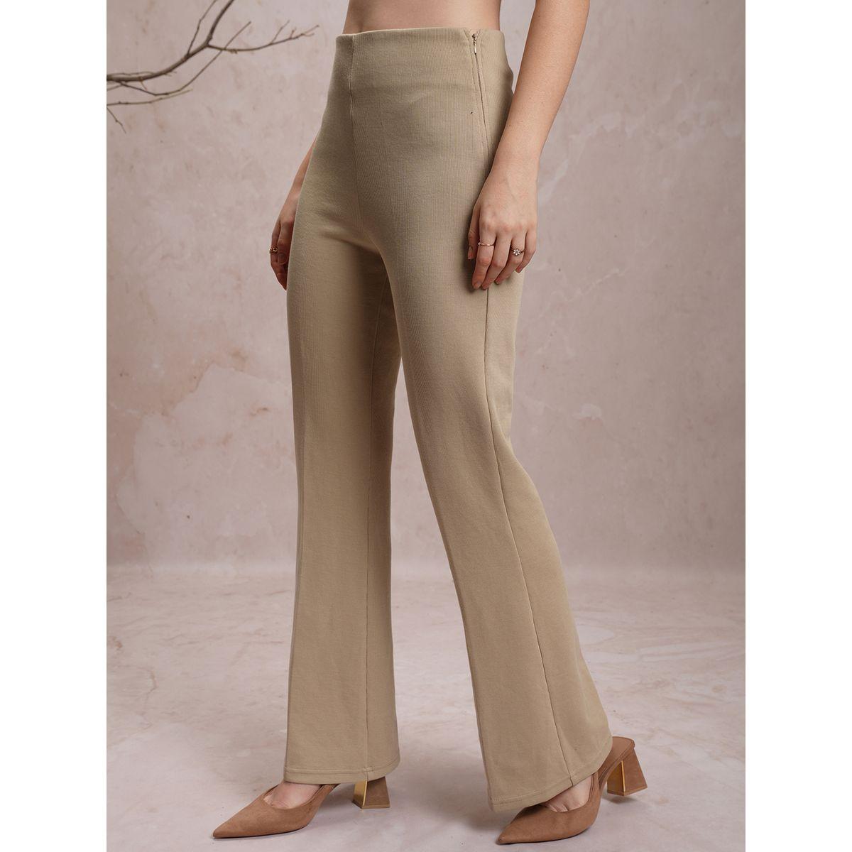 Vishudh X Styli  Solid Mid Rise Flared Pants with Side Zip Closure-women-clothing-bottoms-trousers-image-4