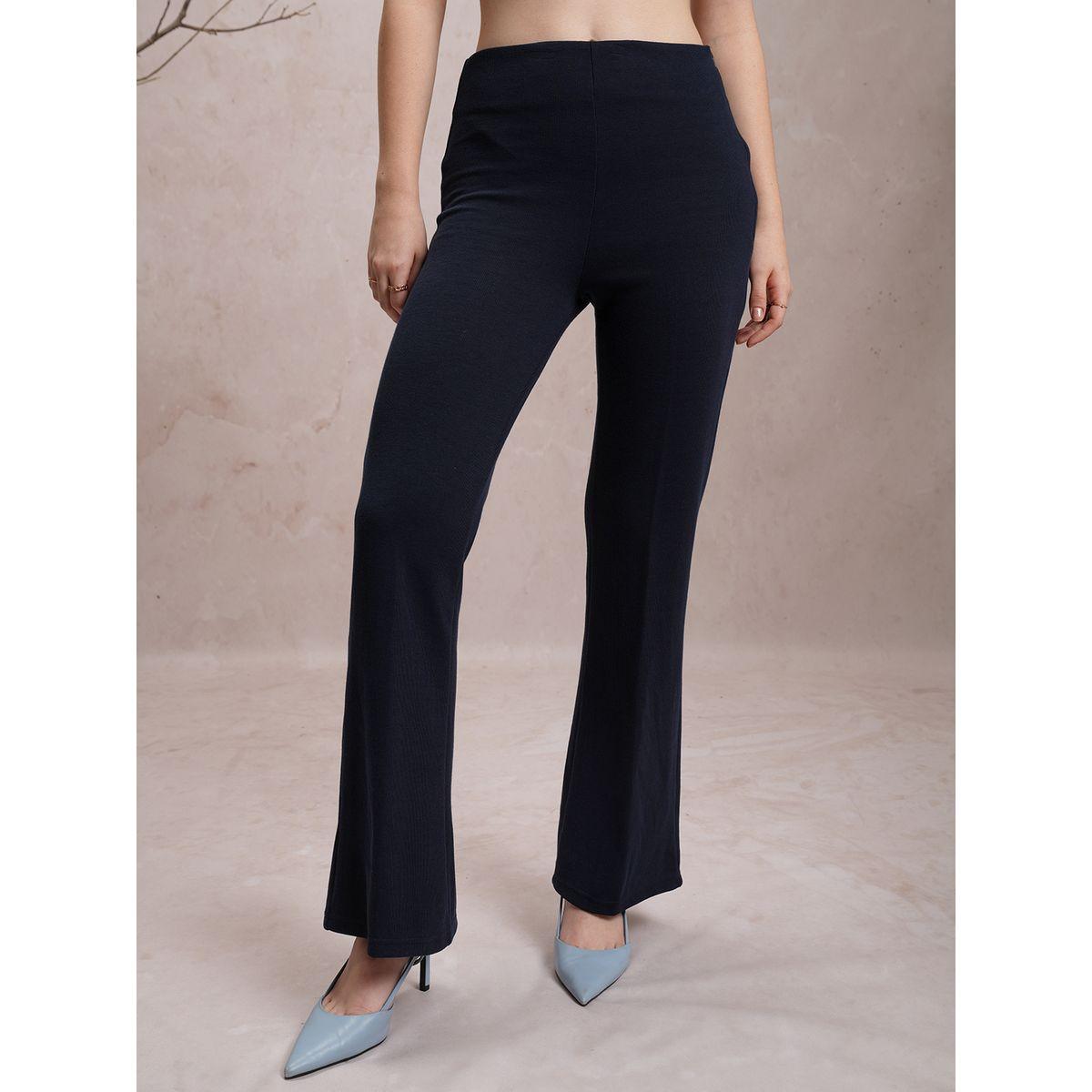 بنطال سادة بحافة واسعة وسحَّاب غلق جانبي فيشود × ستايلي-women-clothing-bottoms-trousers-image-1