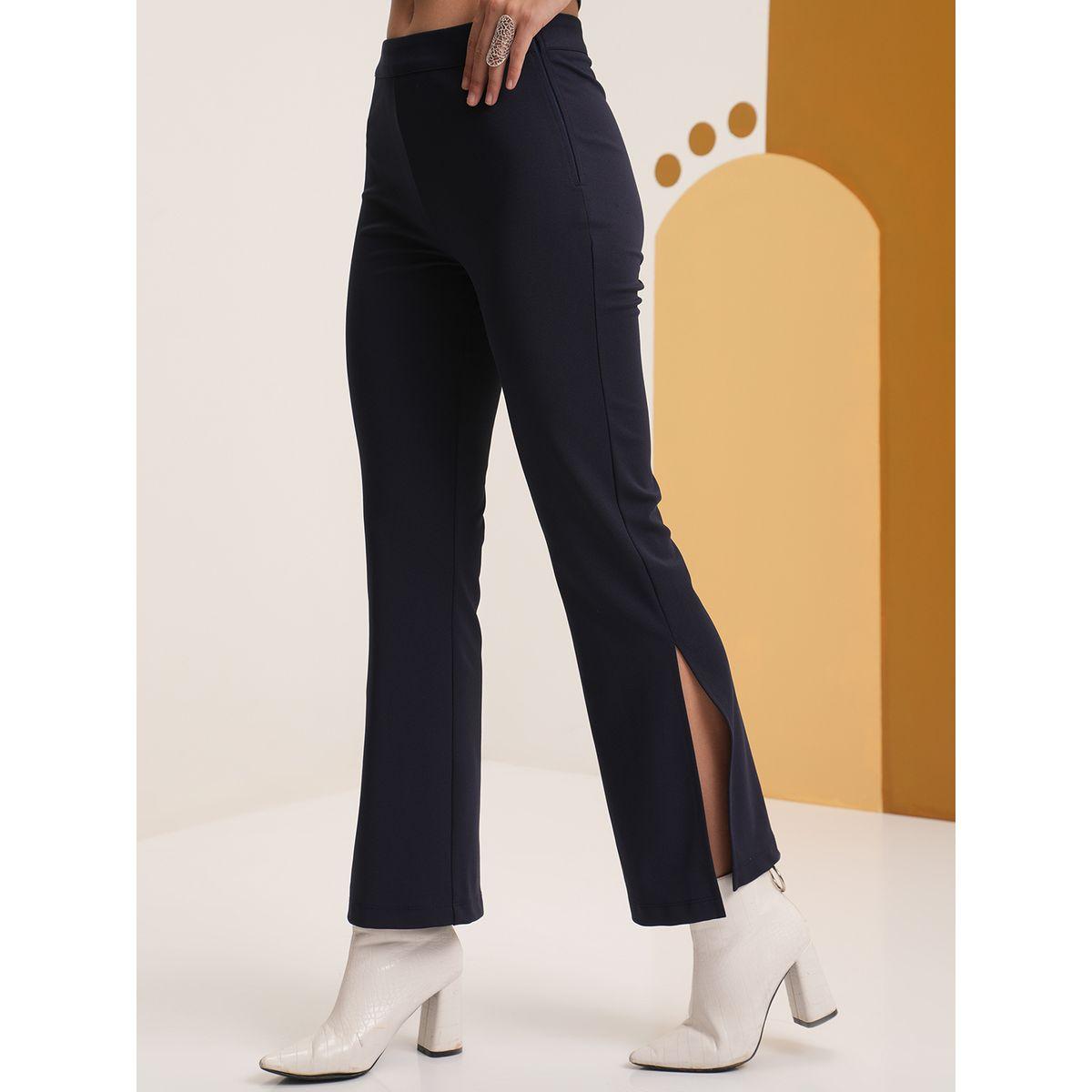 Vishudh X Styli  Solid Mid Rise Slit Hem Pants-women-clothing-bottoms-trousers-image-4
