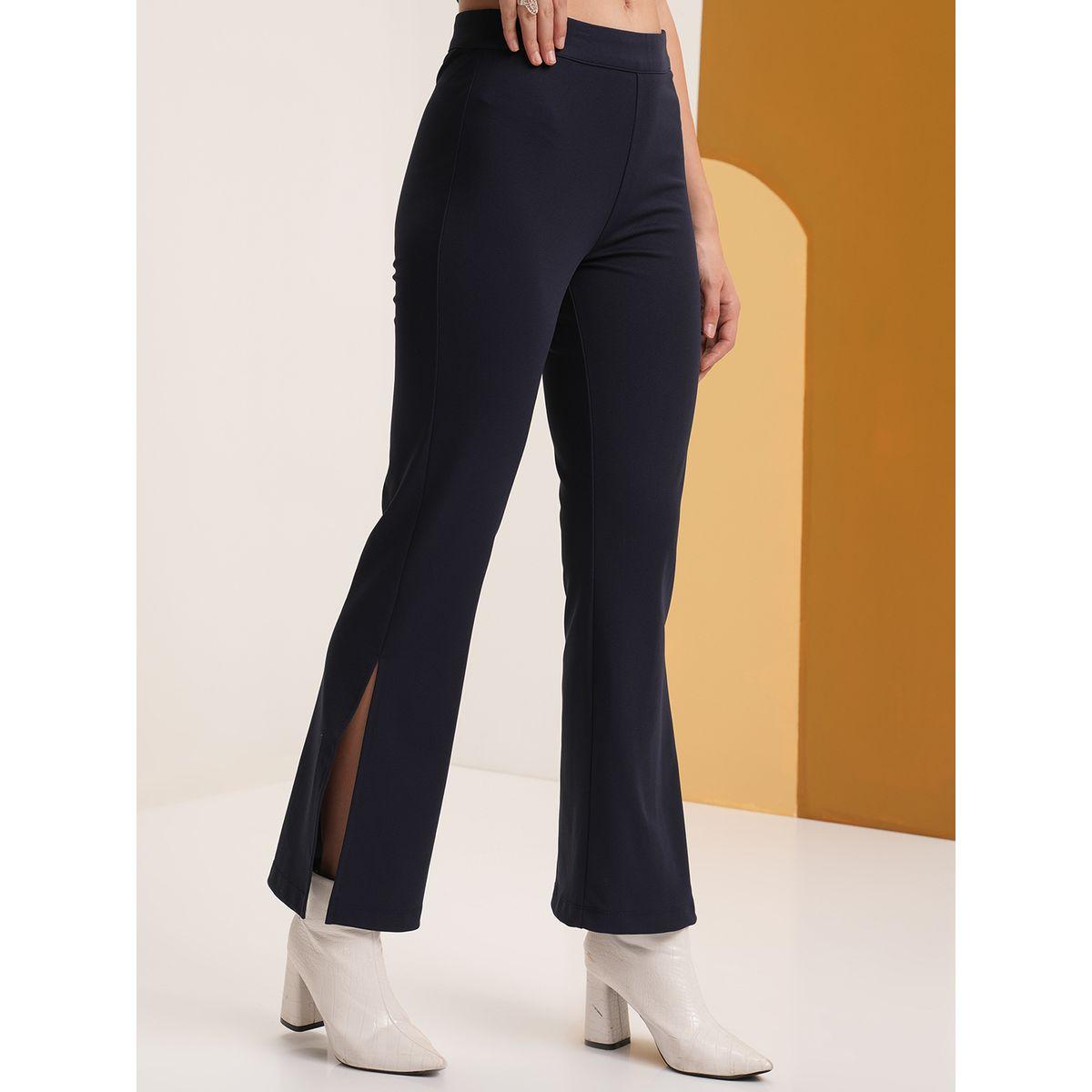 بنطال سادة بخصر متوسط وحافة مزين بشق فيشود × ستايلي-women-clothing-bottoms-trousers-image-6