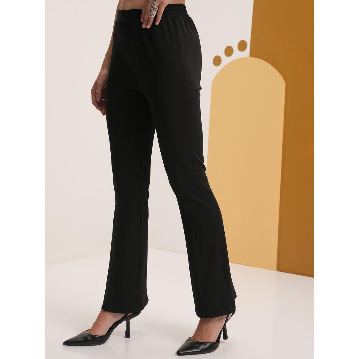 بنطال سادة بقصة عادية وخصر متوسط فيشود × ستايلي-women-clothing-bottoms-trousers-image-4