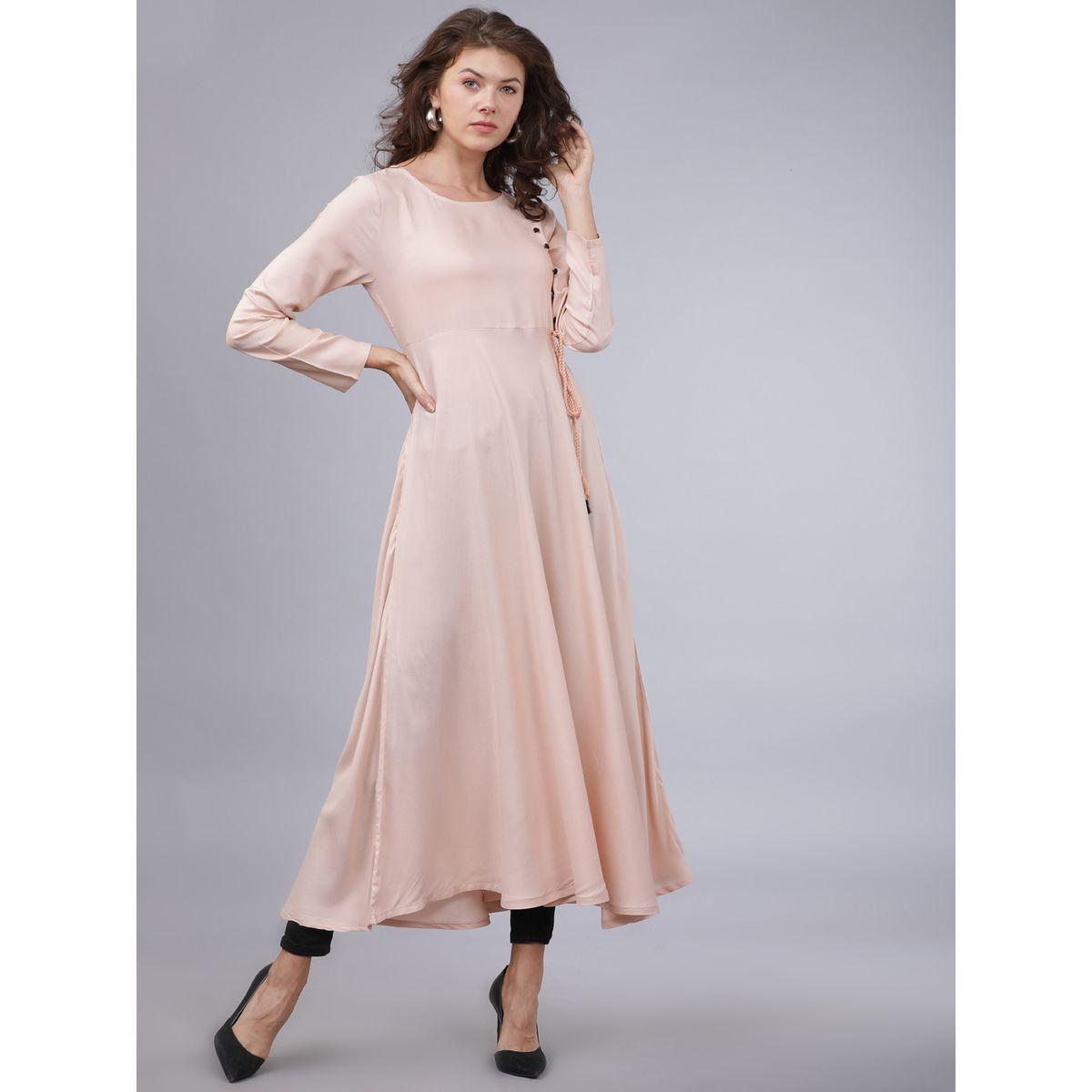 كورتا طويلة بتفاصيل أزرار مع شراشيب فيشود × ستايلي-women-clothing-ethnicwear-kurtas-image-1