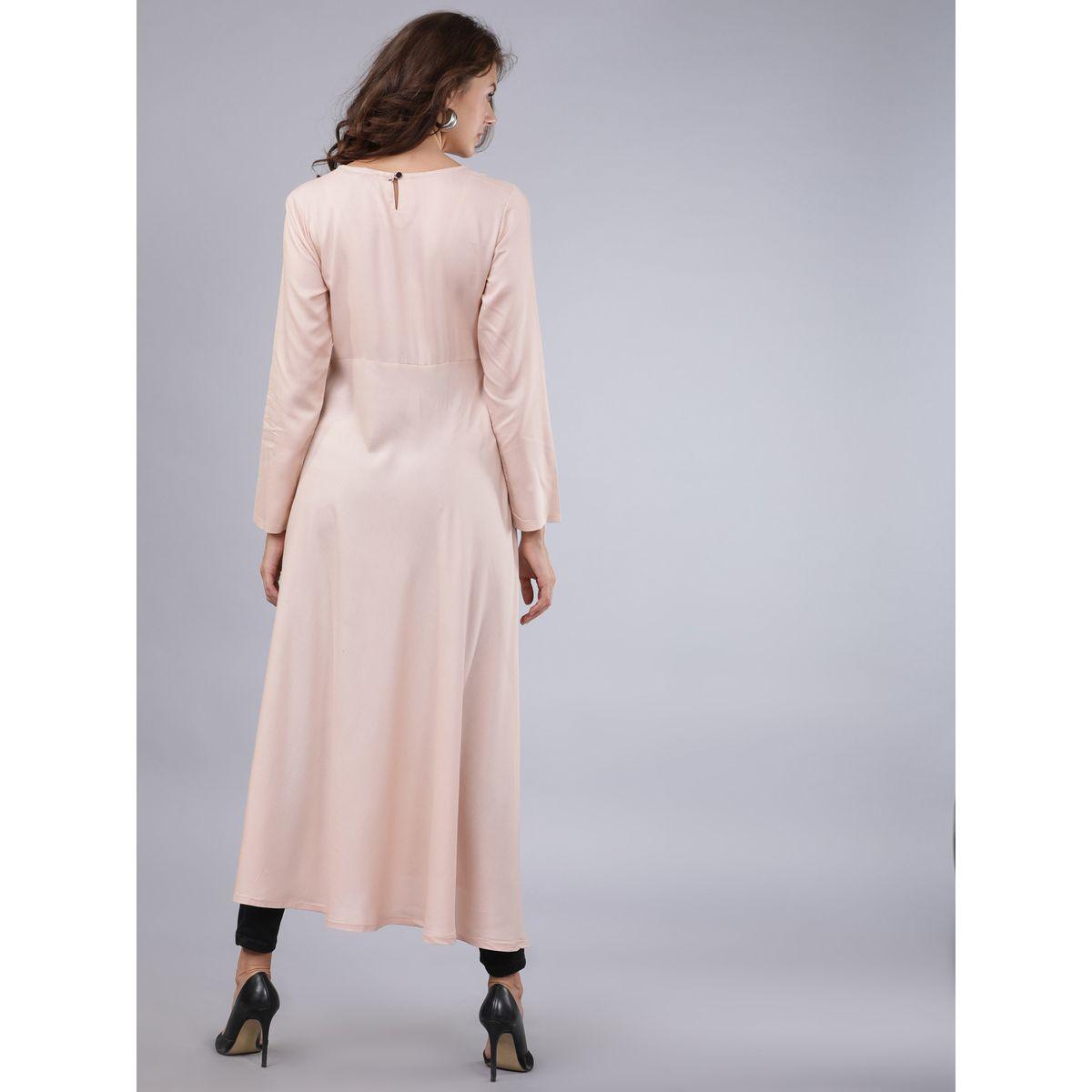 Vishudh X Styli  Button Detail Tassel Detail A Line Maxi Kurta-women-clothing-ethnicwear-kurtas-image-3