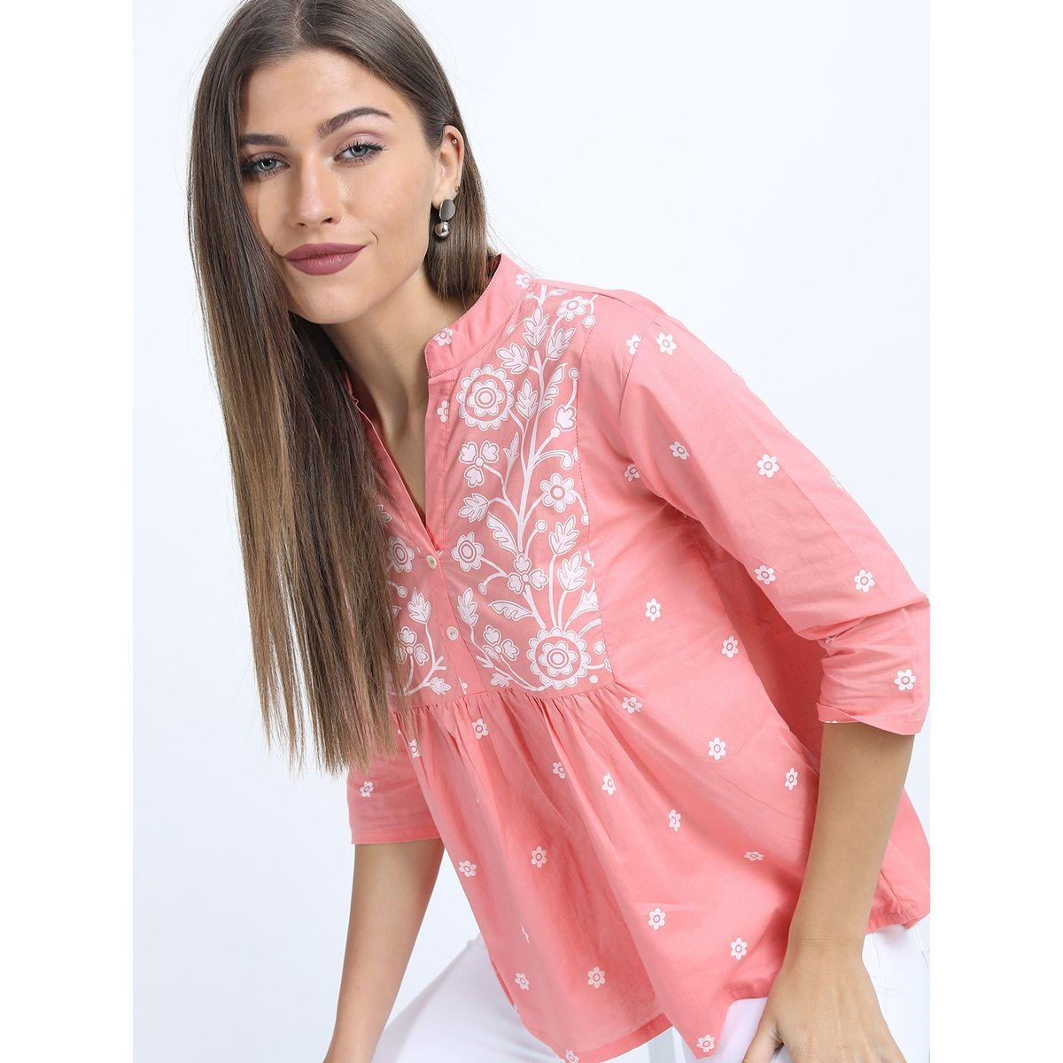 Vishudh X Styli  Floral Print Notch Neck Top-women-clothing-shirtsandblouses-blouses-image-1