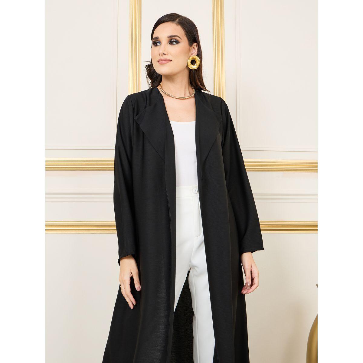 Styli Solid Collared Open Front Abaya-women-arabicclothing-abayas-image-2