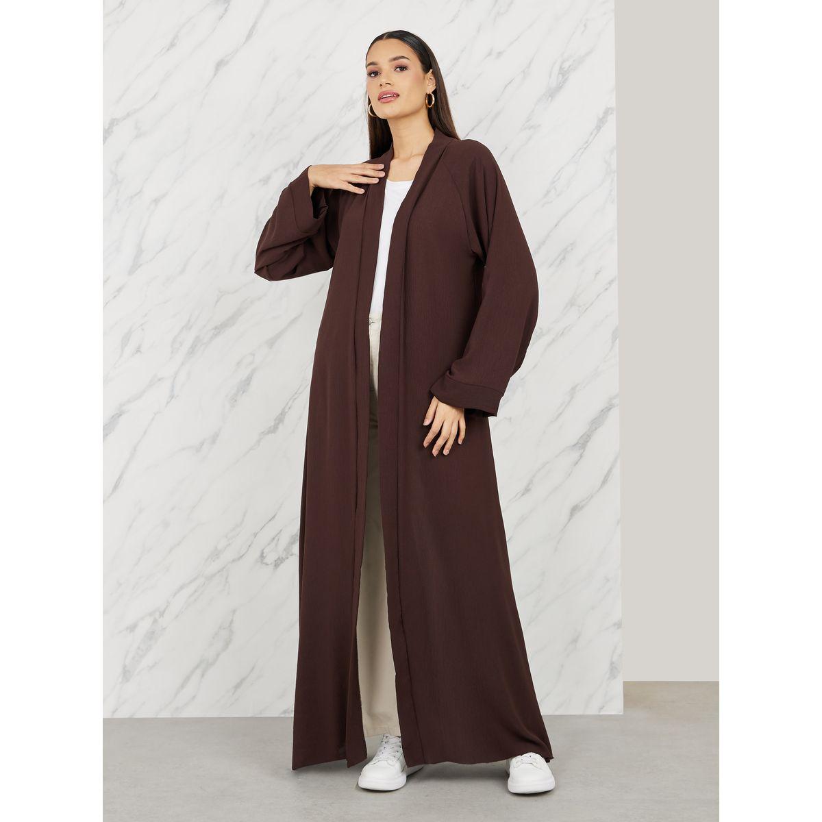Styli Raglan Sleeves Open Front Maxi Abaya-women-arabicclothing-abayas-image-1