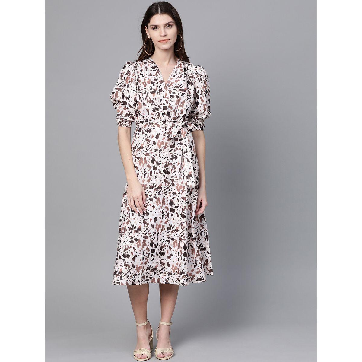 Sassafras X Styli Leopard Print Puff Sleeves Belted Midi Dress-women-clothing-dresses-image-1