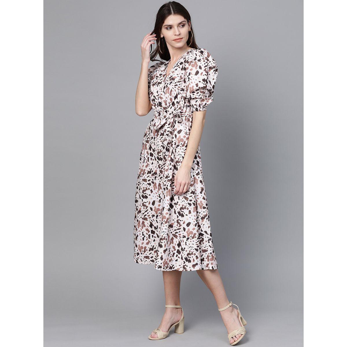 فستان ميدي بطبعة فهد وحزام خصر ساسافراس × ستايلي-women-clothing-dresses-image-2