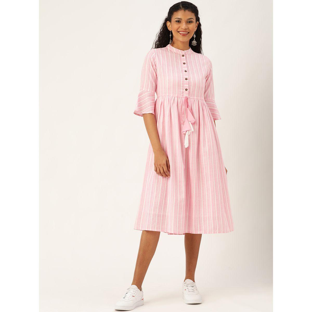فستان ميدي بياقة ماندارين ورباط خصر ساسافراس × ستايلي-women-clothing-dresses-image-1