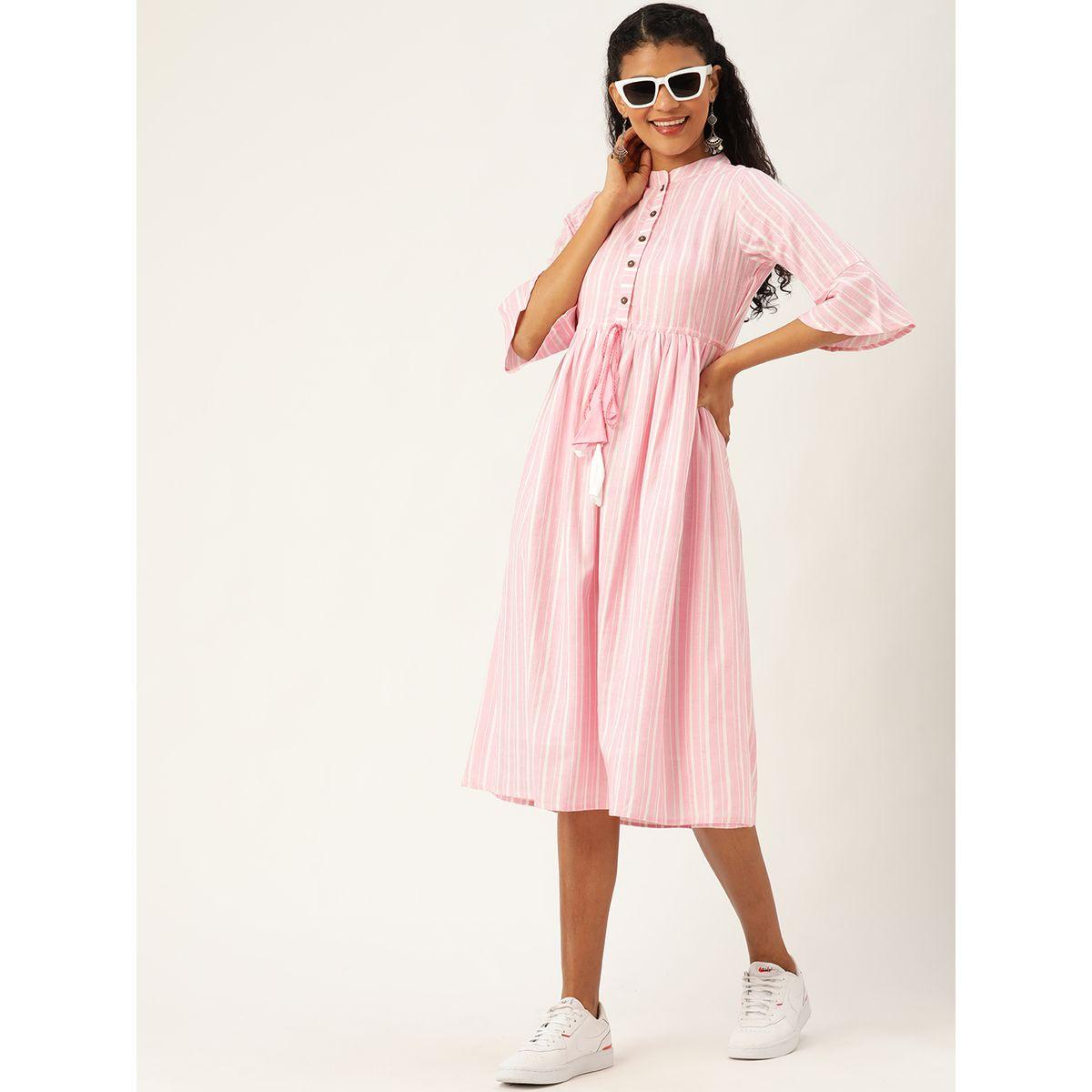 فستان ميدي بياقة ماندارين ورباط خصر ساسافراس × ستايلي-women-clothing-dresses-image-4