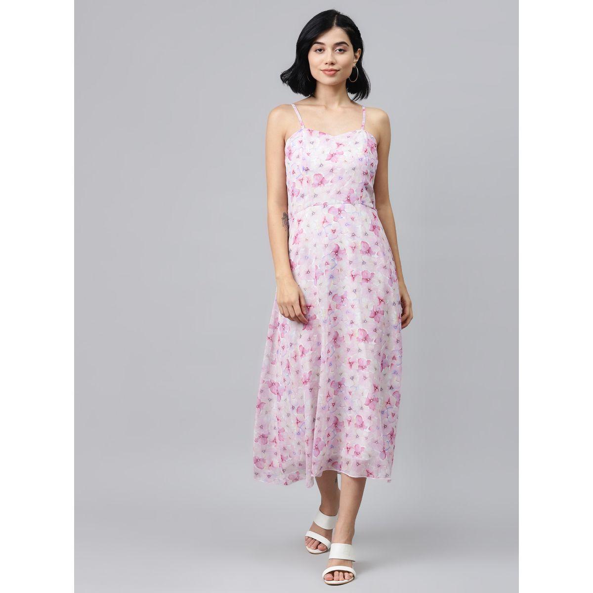 فستان ميدي مطبع بطبعة زهور ساسافراس × ستايلي-women-clothing-dresses-image-1
