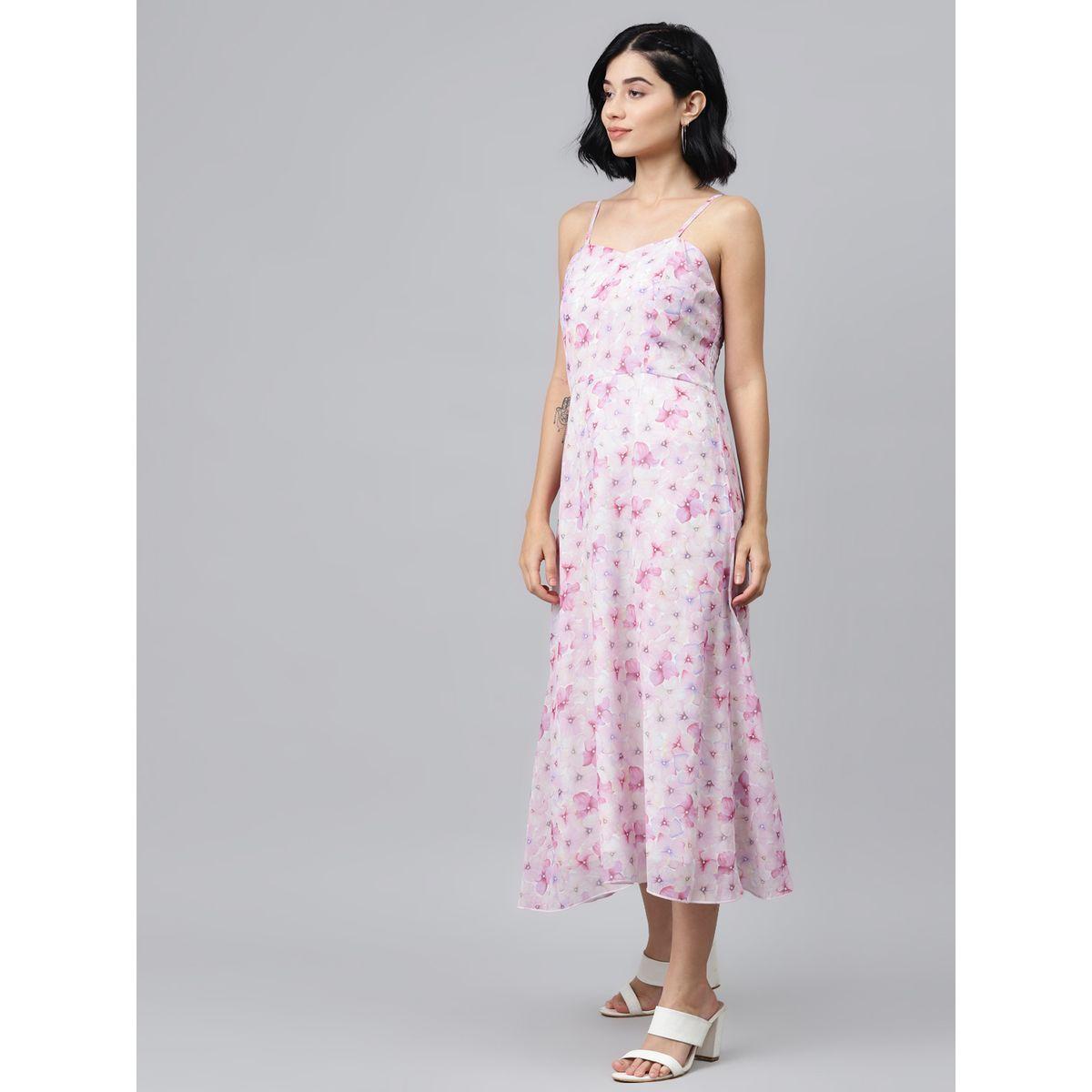 فستان ميدي مطبع بطبعة زهور ساسافراس × ستايلي-women-clothing-dresses-image-2