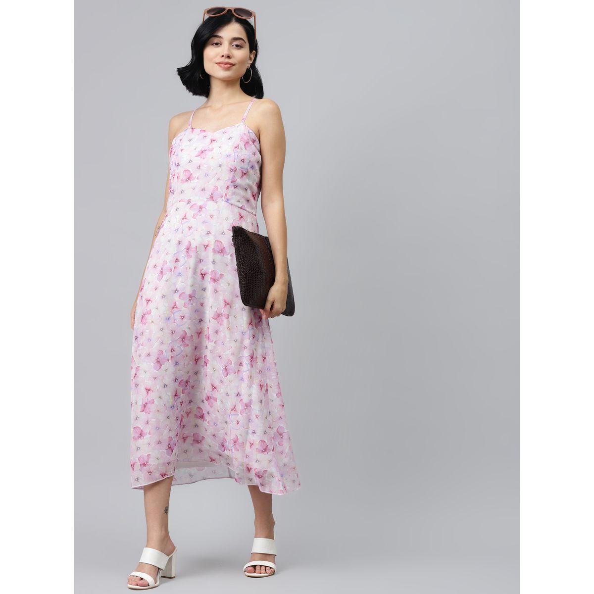 فستان ميدي مطبع بطبعة زهور ساسافراس × ستايلي-women-clothing-dresses-image-4