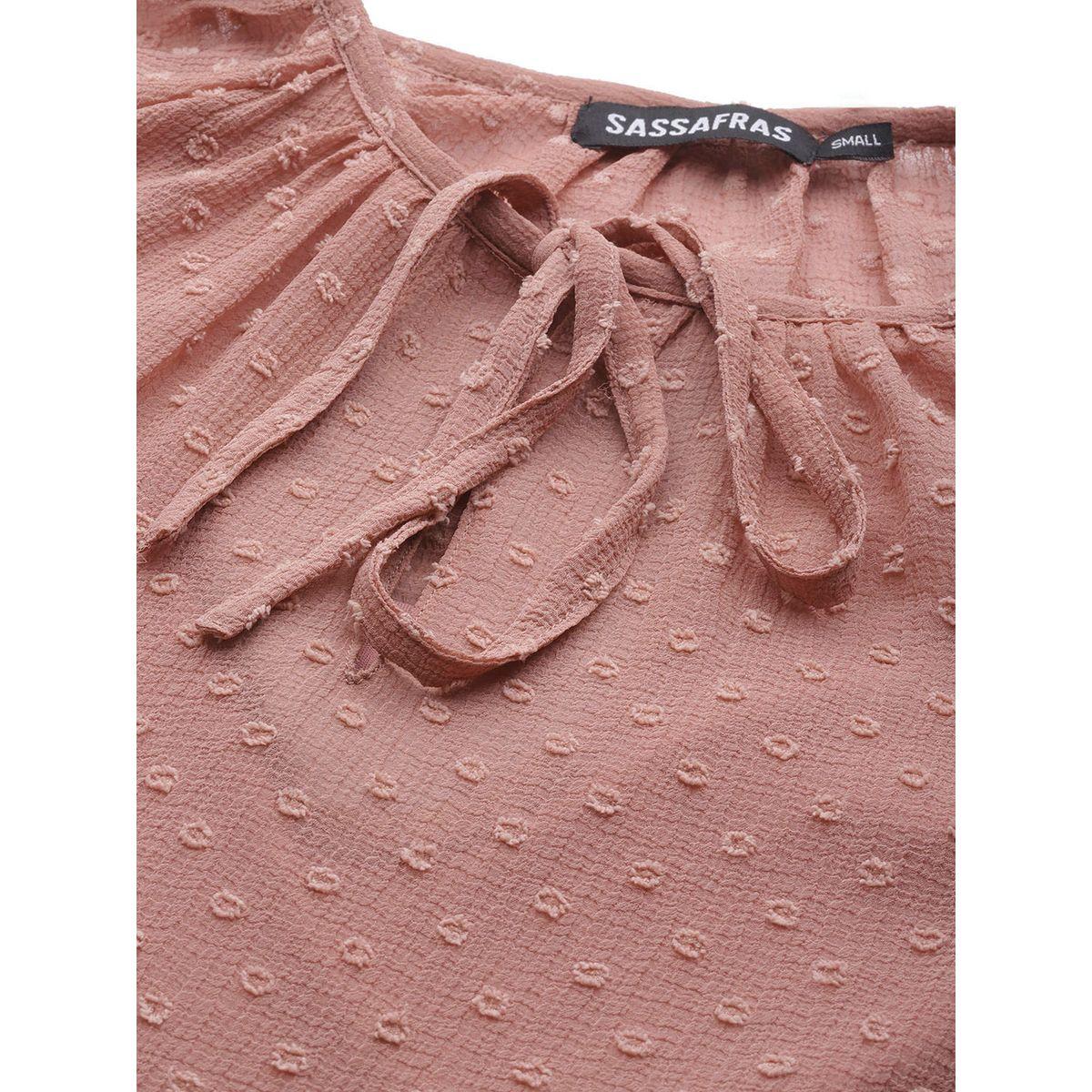 فستان ميدي بكسرات مع ياقة بأربطة ساسافراس × ستايلي-women-clothing-dresses-image-5