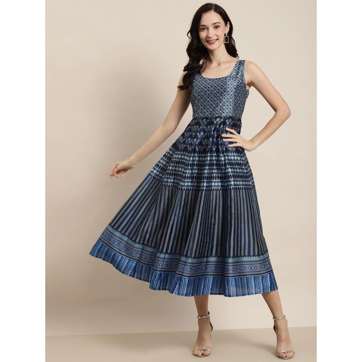 فستان اناركالي ميدي بلا اكمام ساسافراس × ستايلي-women-clothing-dresses-image-1