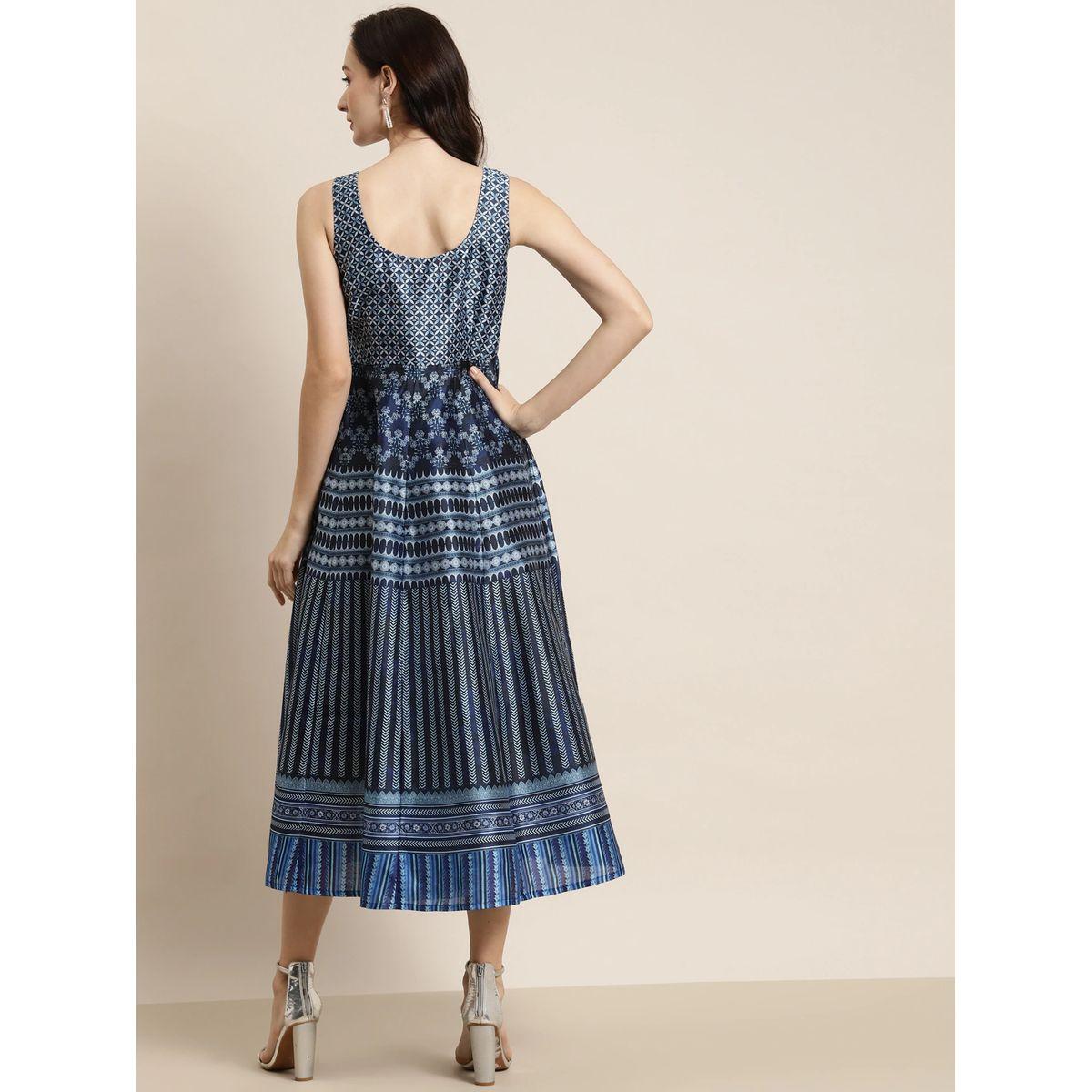 Sassafras X Styli Geo Print Sleeveless Anarkali Midi Dress-women-clothing-dresses-image-2
