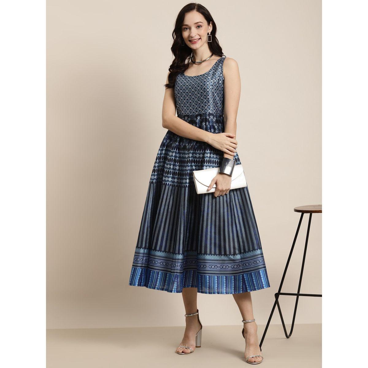 Sassafras X Styli Geo Print Sleeveless Anarkali Midi Dress-women-clothing-dresses-image-3
