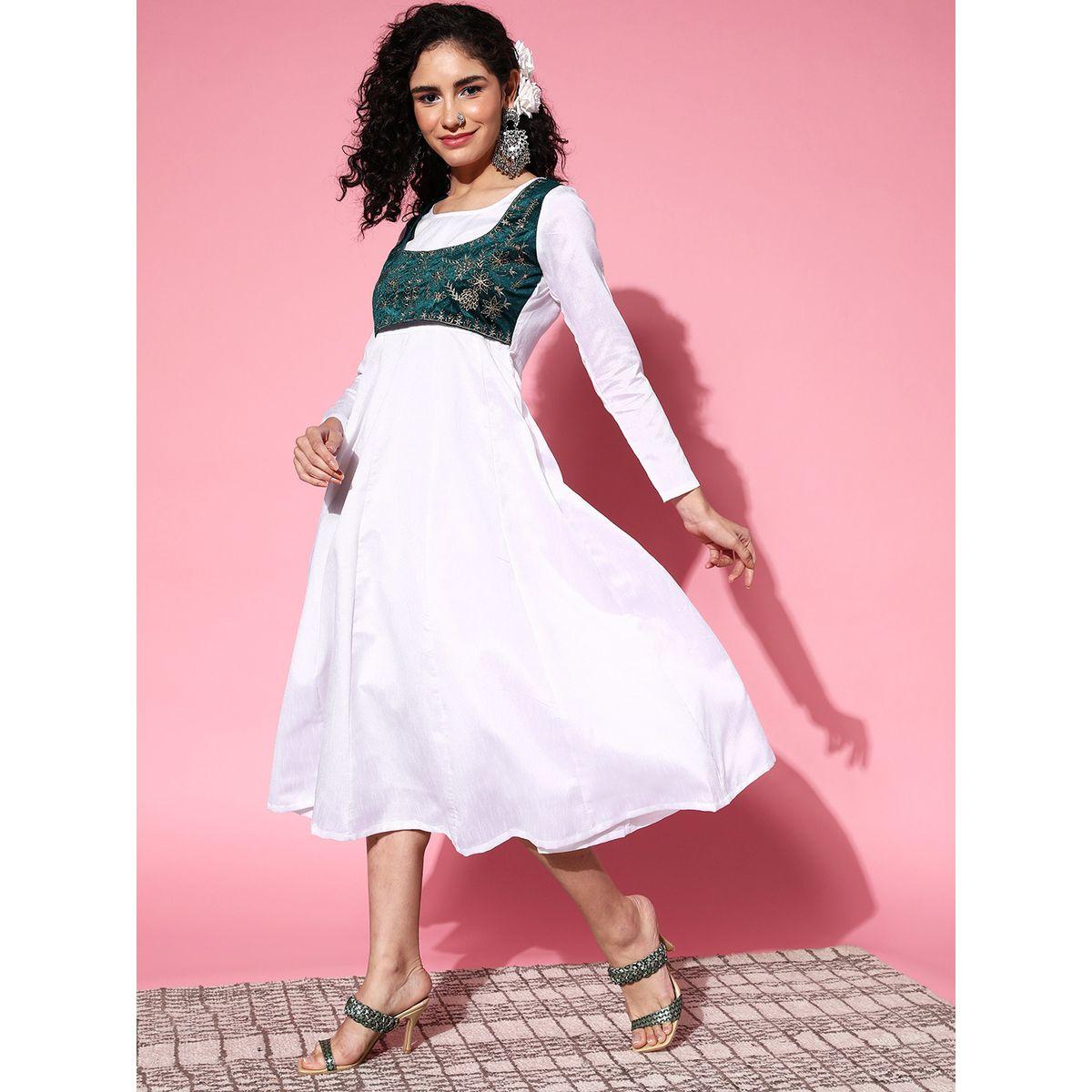 Sassafras X Styli Velvet Embroidered Jacket Anarkali Midi Dress-women-clothing-dresses-image-2