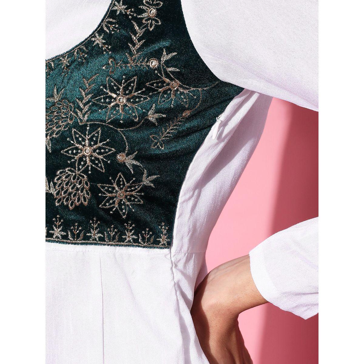 Sassafras X Styli Velvet Embroidered Jacket Anarkali Midi Dress-women-clothing-dresses-image-6