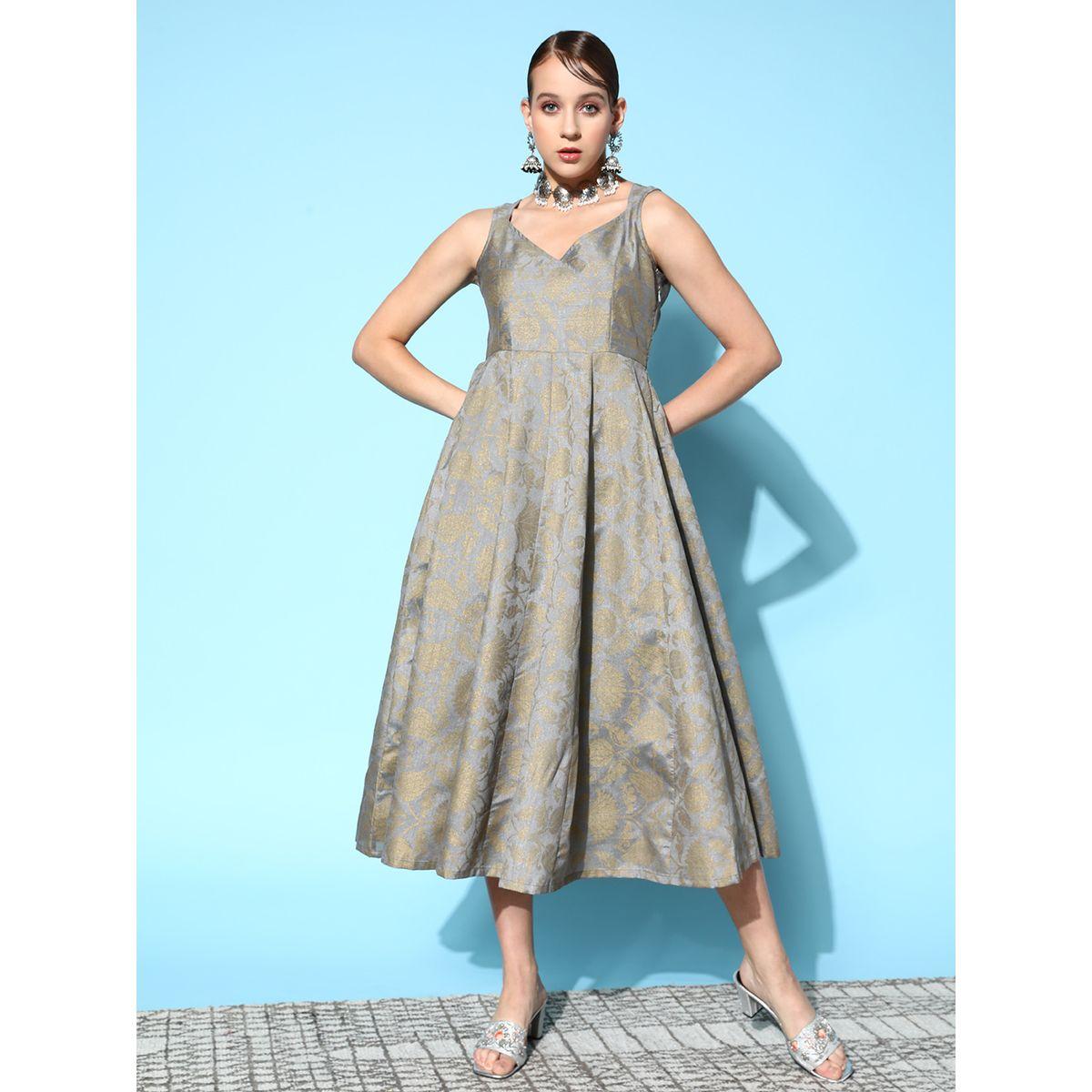 فستان اناركالي ميدي مطبع بزهور ساسافراس × ستايلي-women-clothing-dresses-image-1