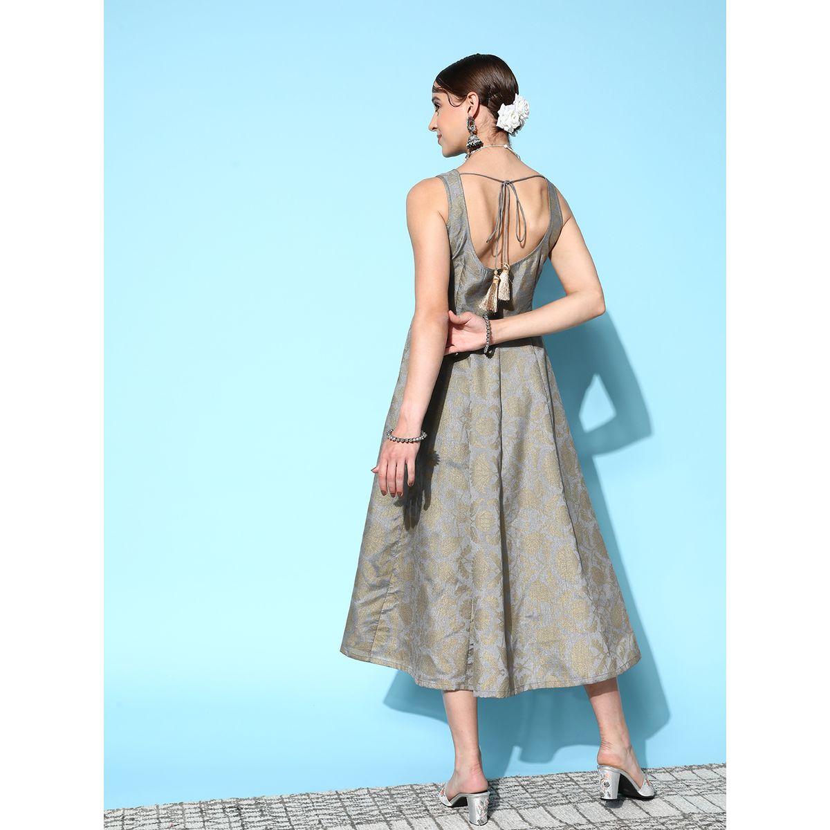 فستان اناركالي ميدي مطبع بزهور ساسافراس × ستايلي-women-clothing-dresses-image-5