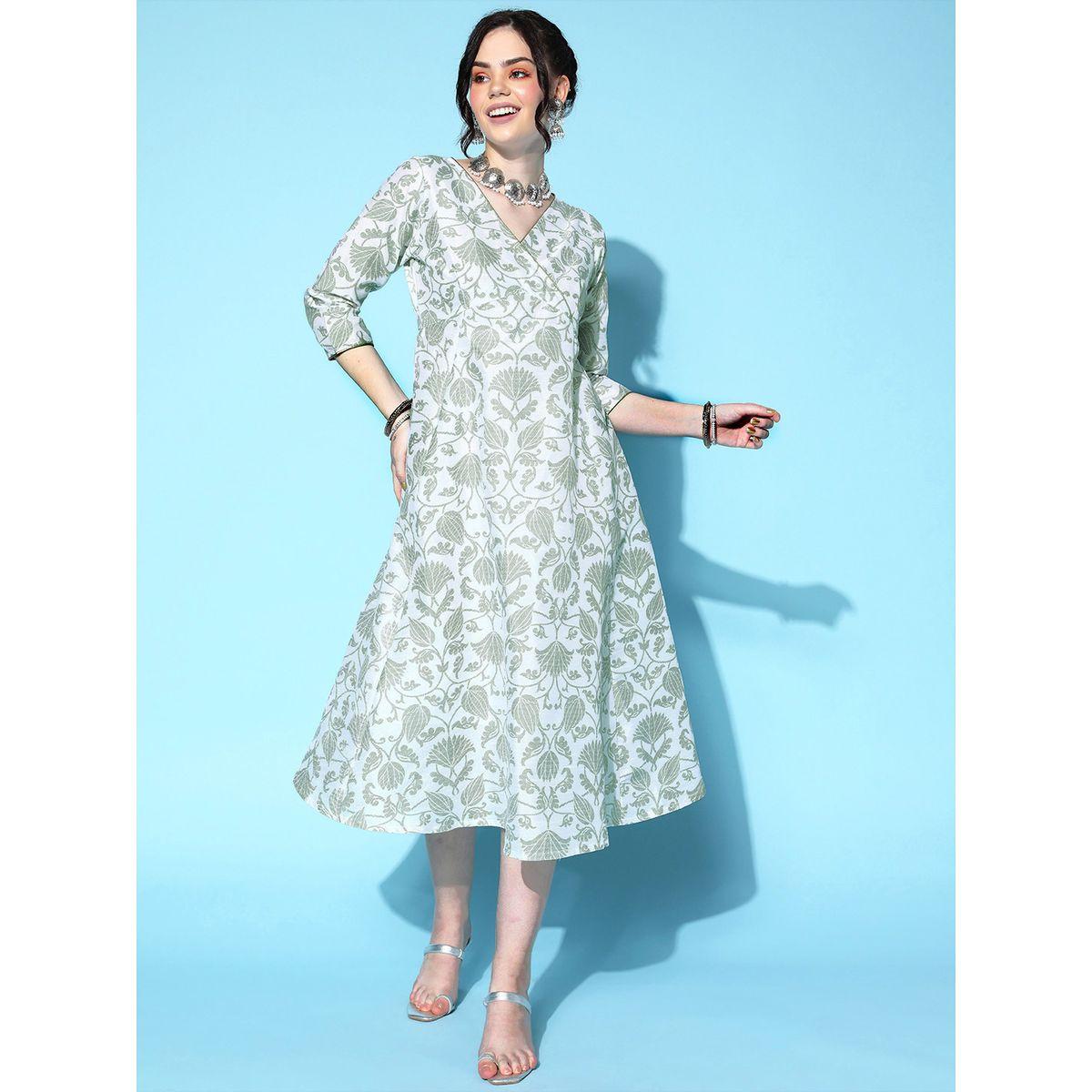 Sassafras X Styli Brocade Floral Print Anarkali Midi Dress-women-clothing-dresses-image-1
