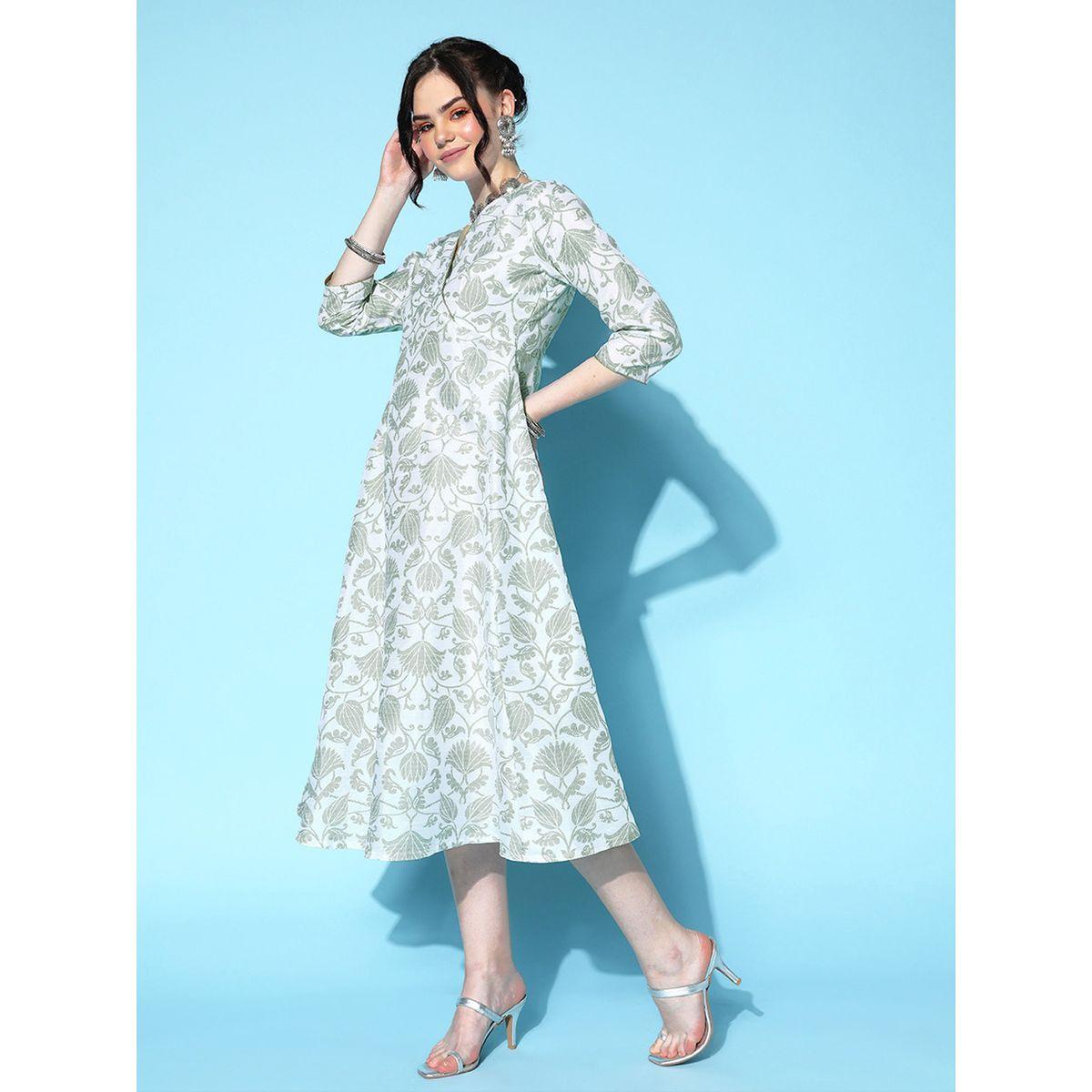 Sassafras X Styli Brocade Floral Print Anarkali Midi Dress-women-clothing-dresses-image-3