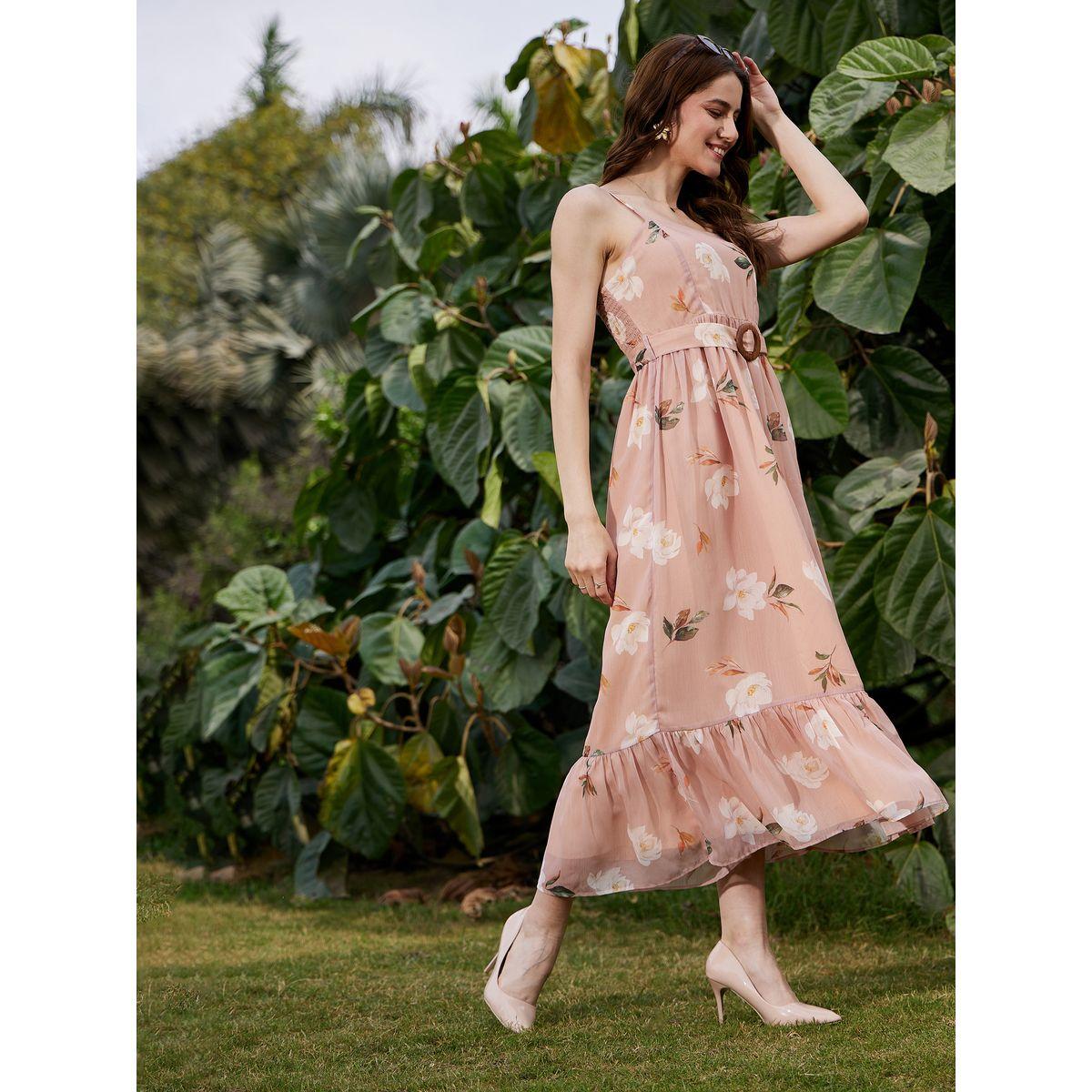 فستان ميدي مطبع بزهور مع رباط خصر ساسافراس × ستايلي-women-clothing-dresses-image-4