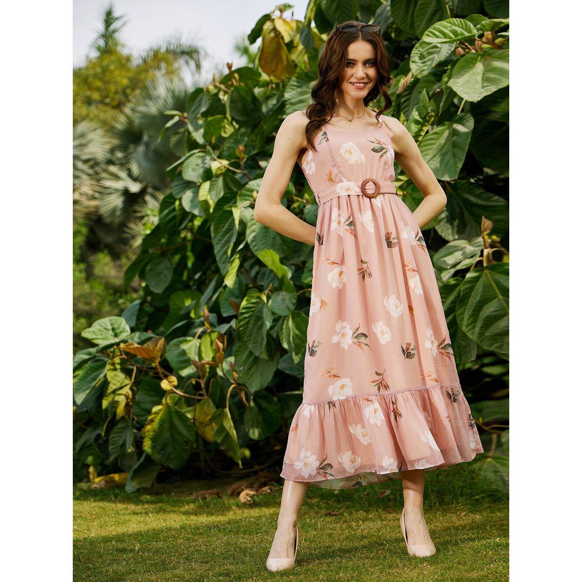 فستان ميدي مطبع بزهور مع رباط خصر ساسافراس × ستايلي-women-clothing-dresses-image-6