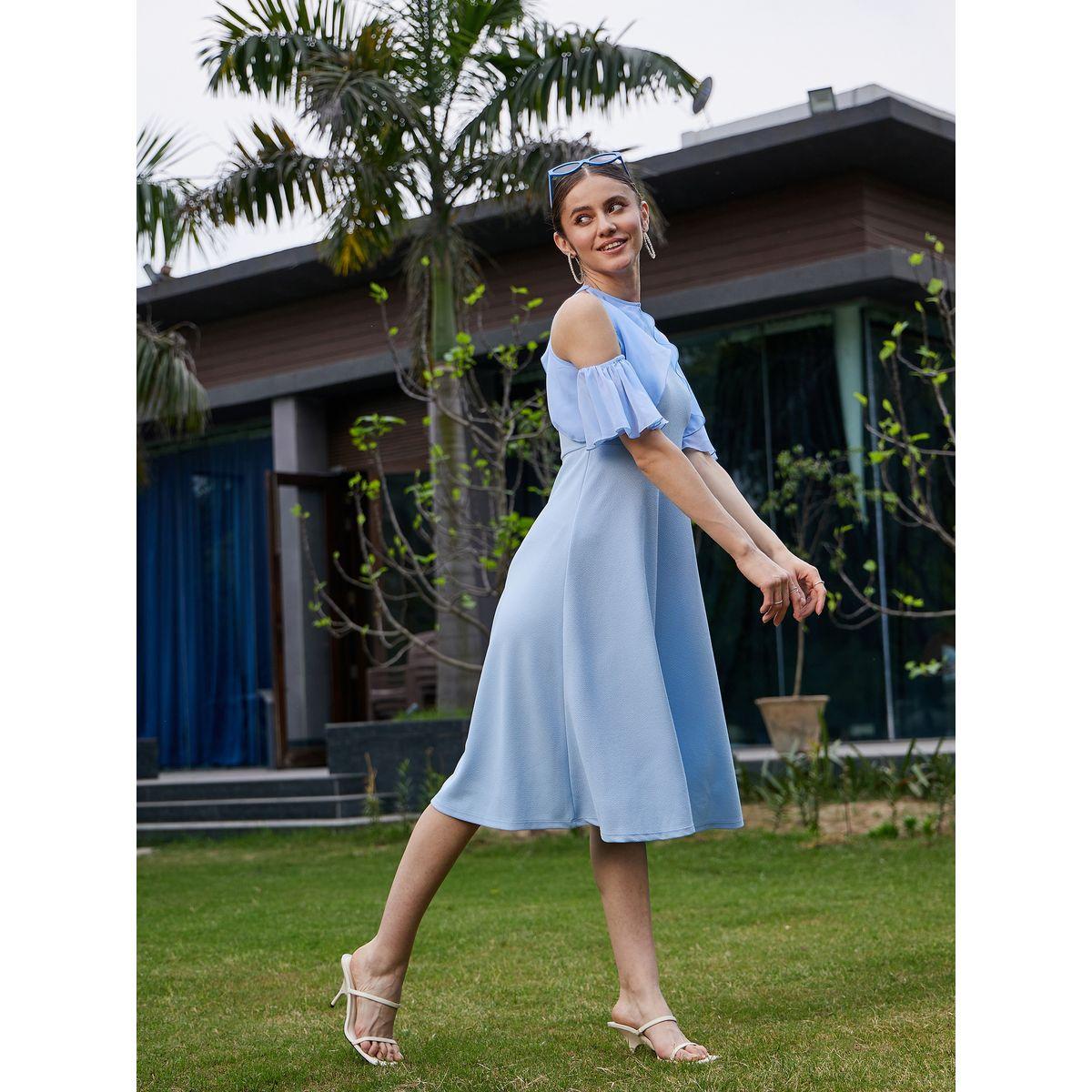 Sassafras X Styli Ruffle Detail Cold Shoulder Sleeves Midi Dress-women-clothing-dresses-image-3