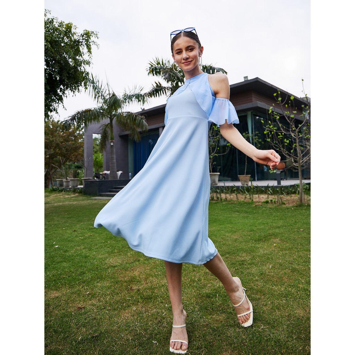 Sassafras X Styli Ruffle Detail Cold Shoulder Sleeves Midi Dress-women-clothing-dresses-image-6