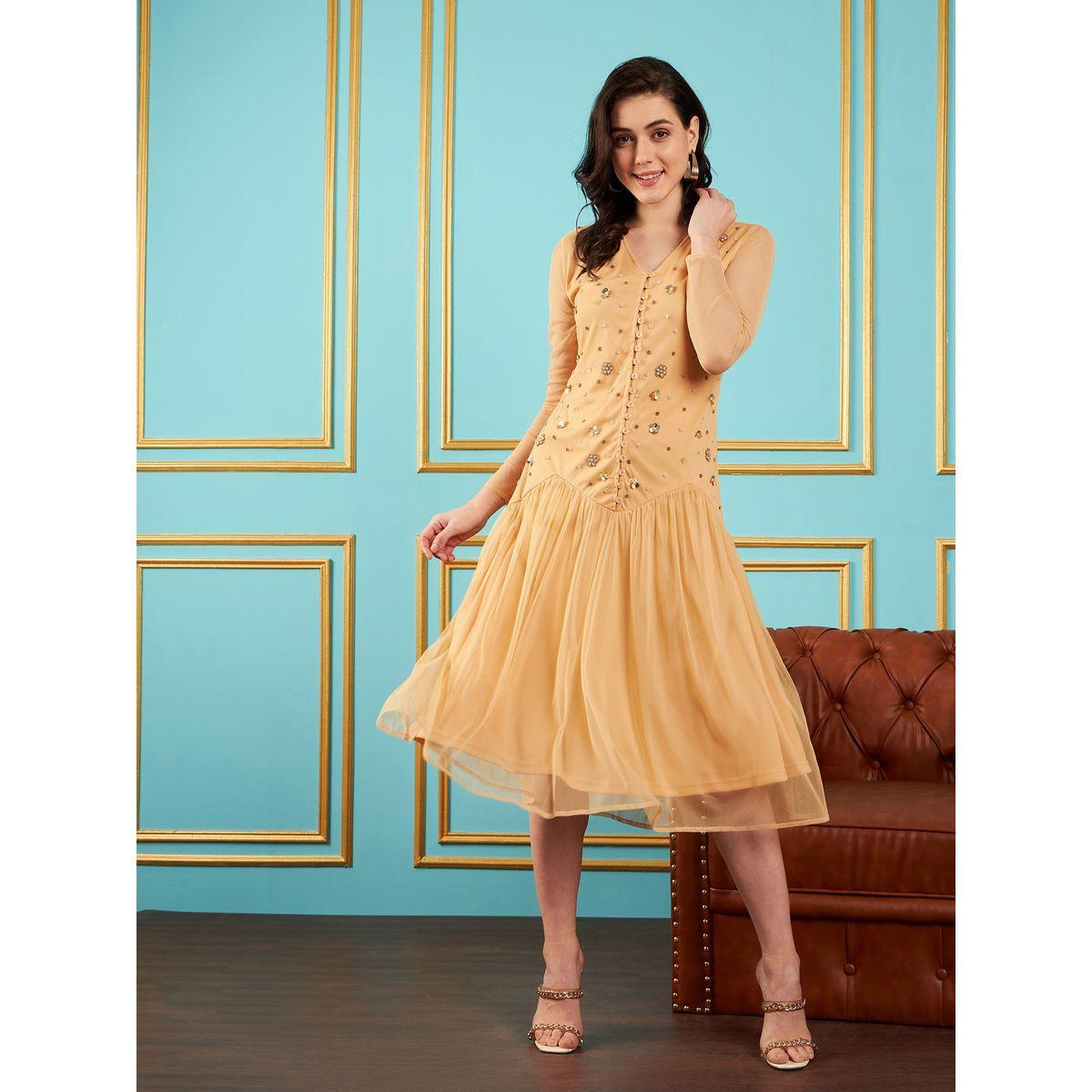 Sassafras X Styli Embellished Mesh Insert A-Line Midi Dress-women-clothing-dresses-image-2