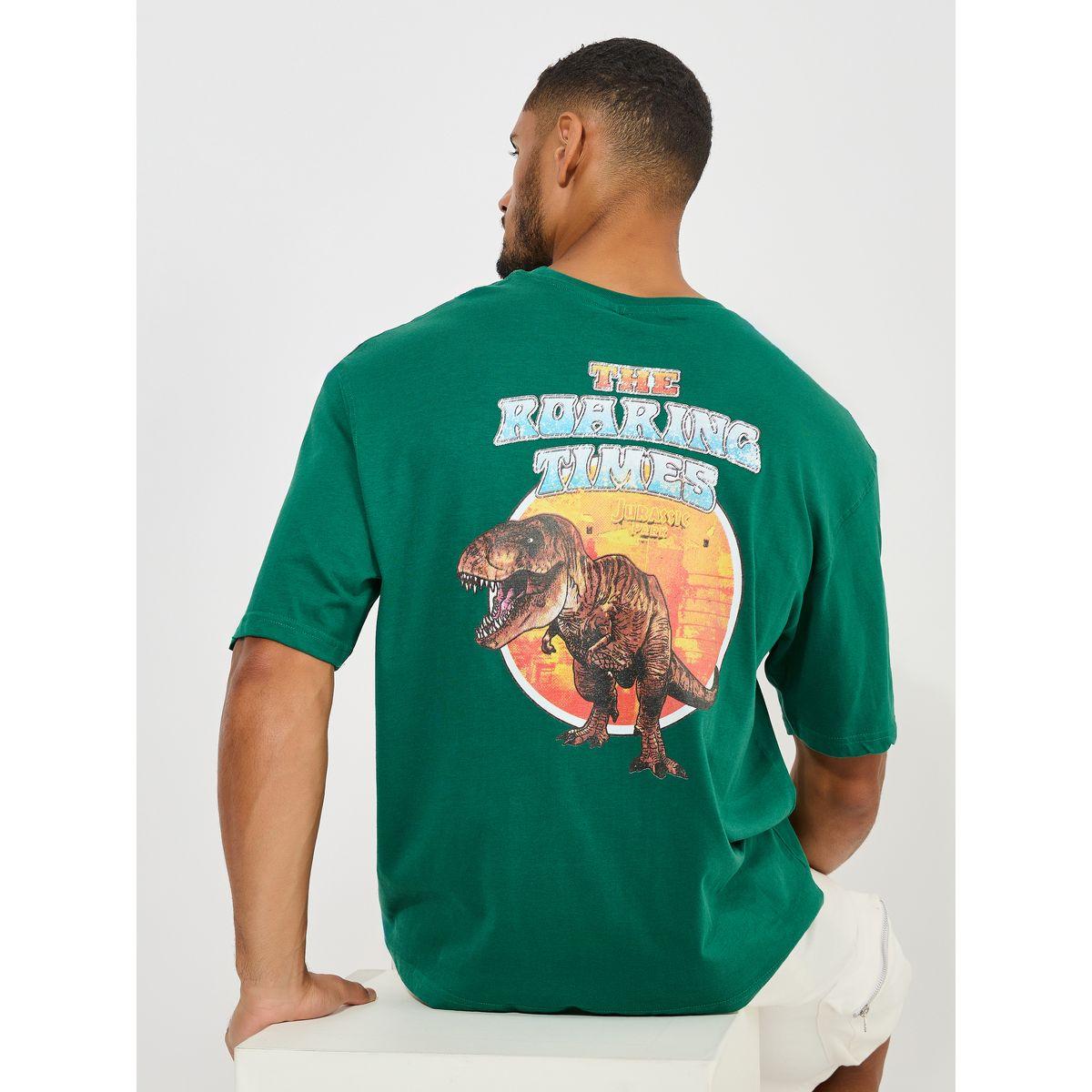 Styli Jurassic Park Graphic Print Compact Jersey Oversized T-Shirt-men-clothing-tshirtsandpolos-tshirts-image-1