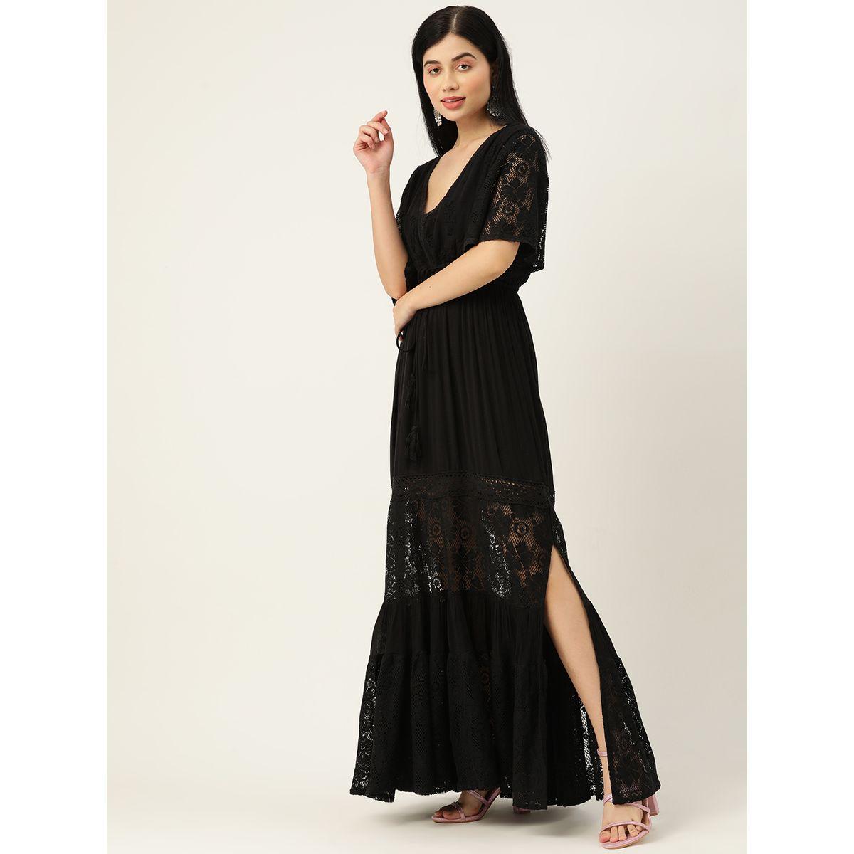 Sanskrutihomes X Styli Embroidered Lace Detail A-Line Maxi Dress with Side Slt-women-clothing-dresses-image-3