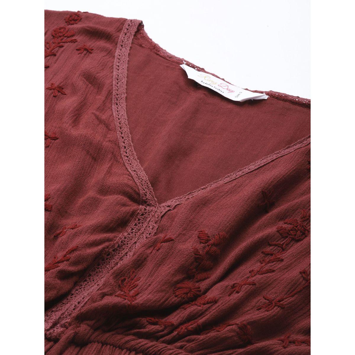 Sanskrutihomes X Styli Embroidered Lace Detail A-Line Maxi Dress with Side Slt-women-clothing-dresses-image-4
