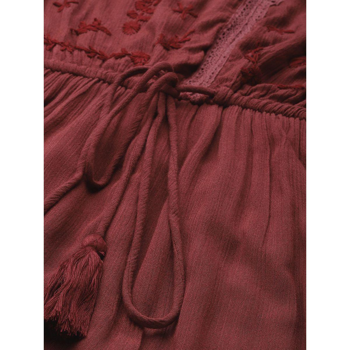 Sanskrutihomes X Styli Embroidered Lace Detail A-Line Maxi Dress with Side Slt-women-clothing-dresses-image-5